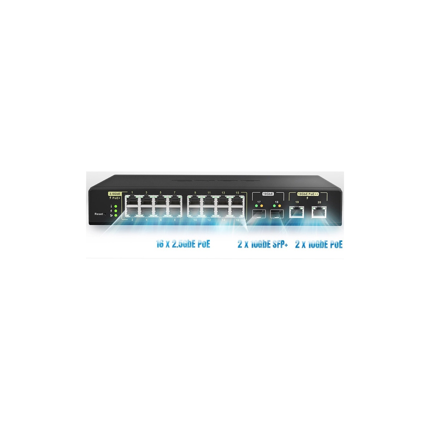 QNAP QSW-M2116P-2T2S-US 20-Port 10GbE PoE++ and 2.5GbE PoE+ Managed Network Switch