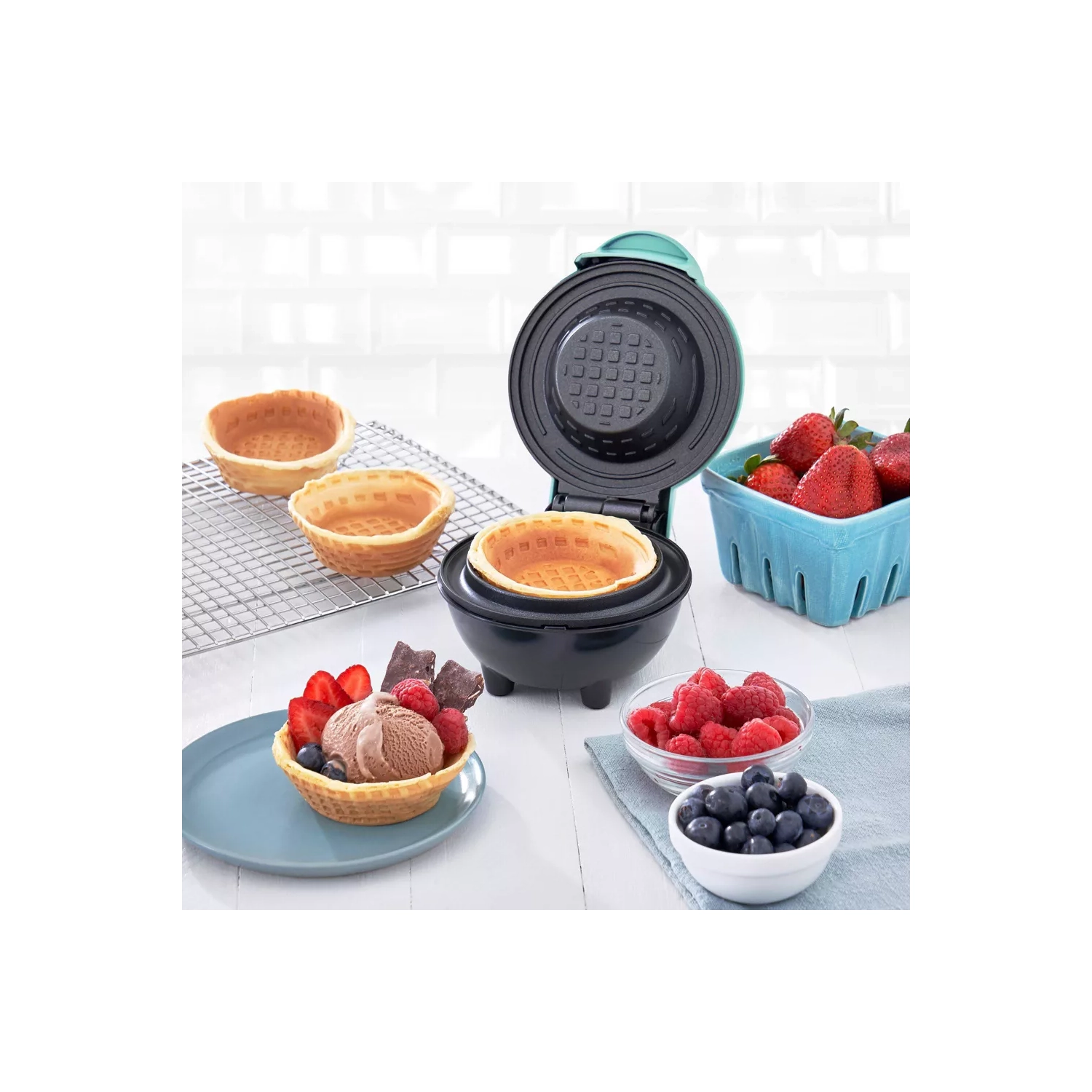 Dash Mini Waffle Bowl Maker - Aqua