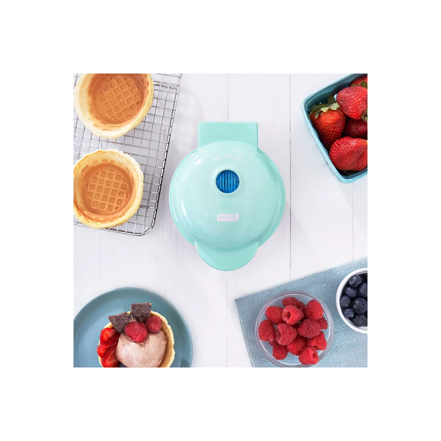 Dash Mini Waffle Bowl Maker - Aqua