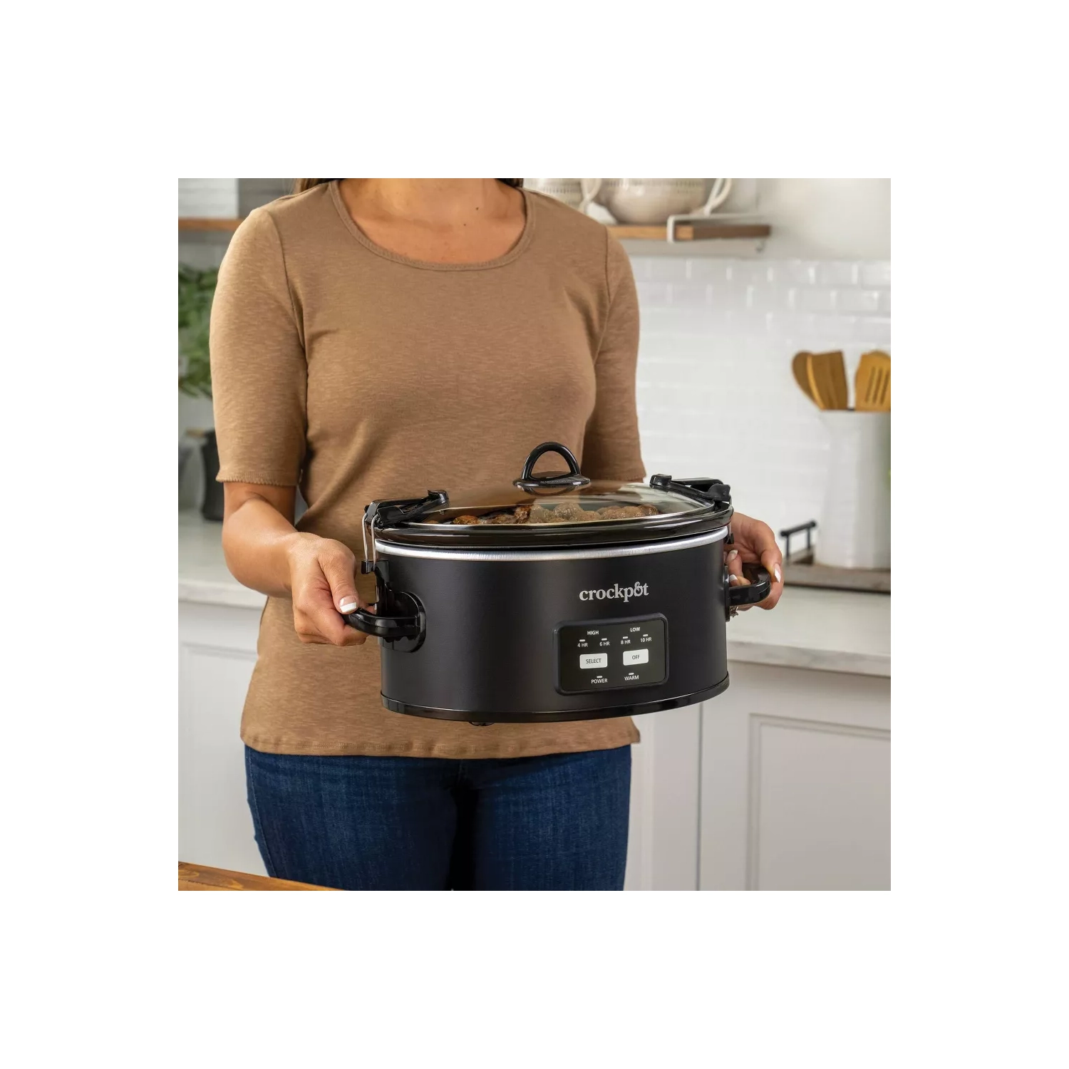 Crock-Pot 6 QT Medium size Programmable Cook & Carry Slow Cooker, Black