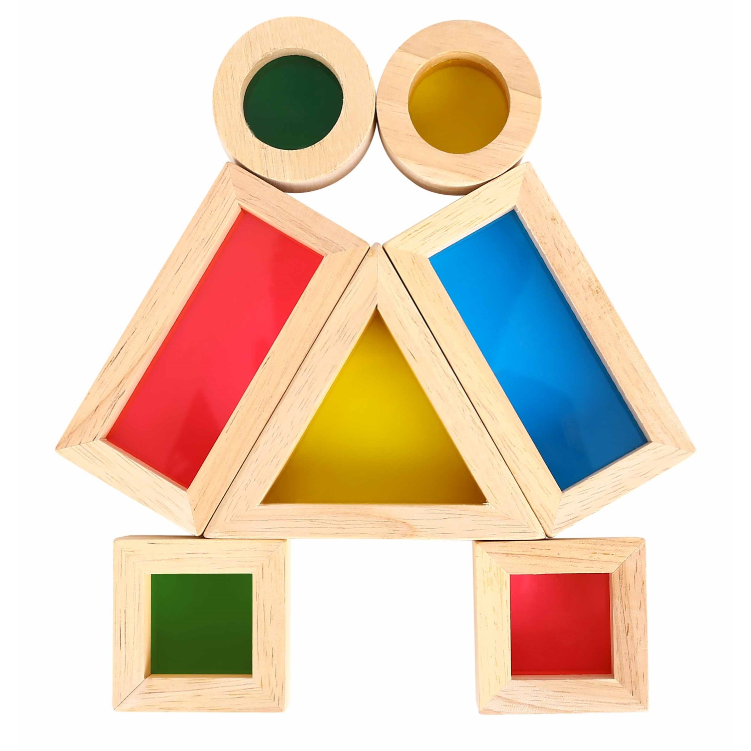 TOOKYLAND Blocs de Stimulation Sensorielle - 8pcs - Ensemble de Blocs à Empiler en Bois, 2 Ans et +