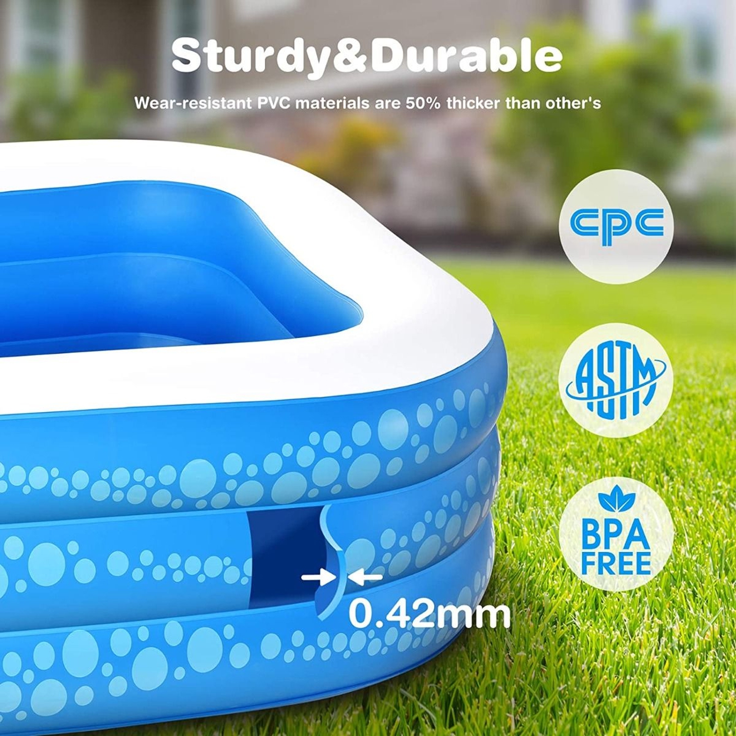 ISTAR Piscines Gonflables pour Jardin, Summer Water Party, Extérieur, Jardin, Centre de Natation pour Adultes 305x180x60cm