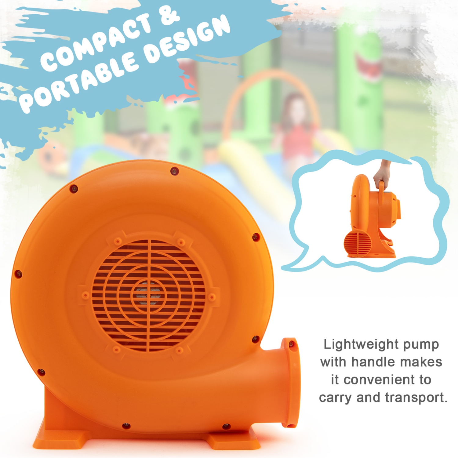 Topbuy Electric Air Blower Inflatable Bouncer Blower with Handle Large Air Outlet Commercial Air Blower for Inflatable Castle and Jump Slides 550W