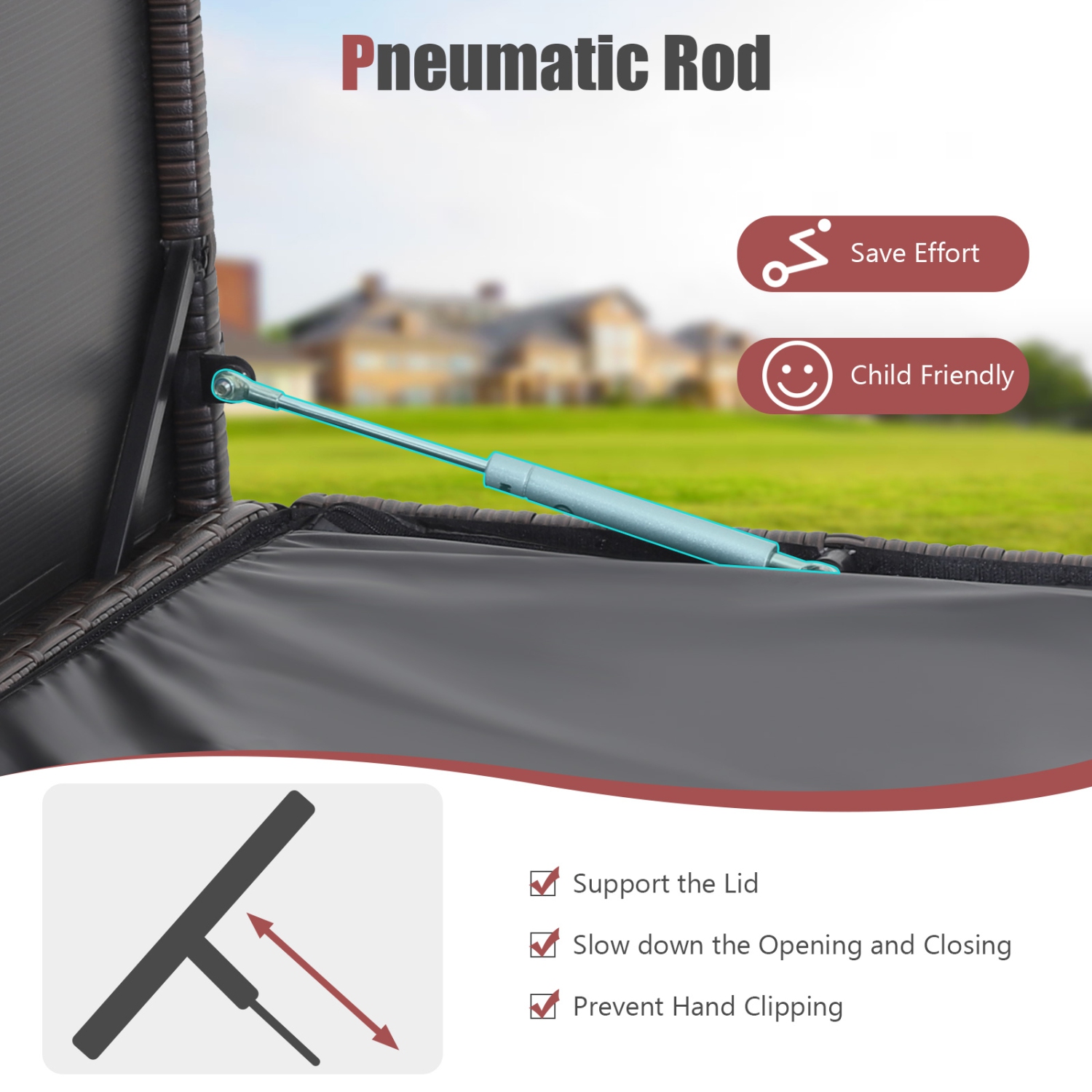 Patiojoy Outdoor 50 Gallon Wicker Storage Box PE Rattan Storage Container with Lid Deck&Waterproof Liner Mix Brown