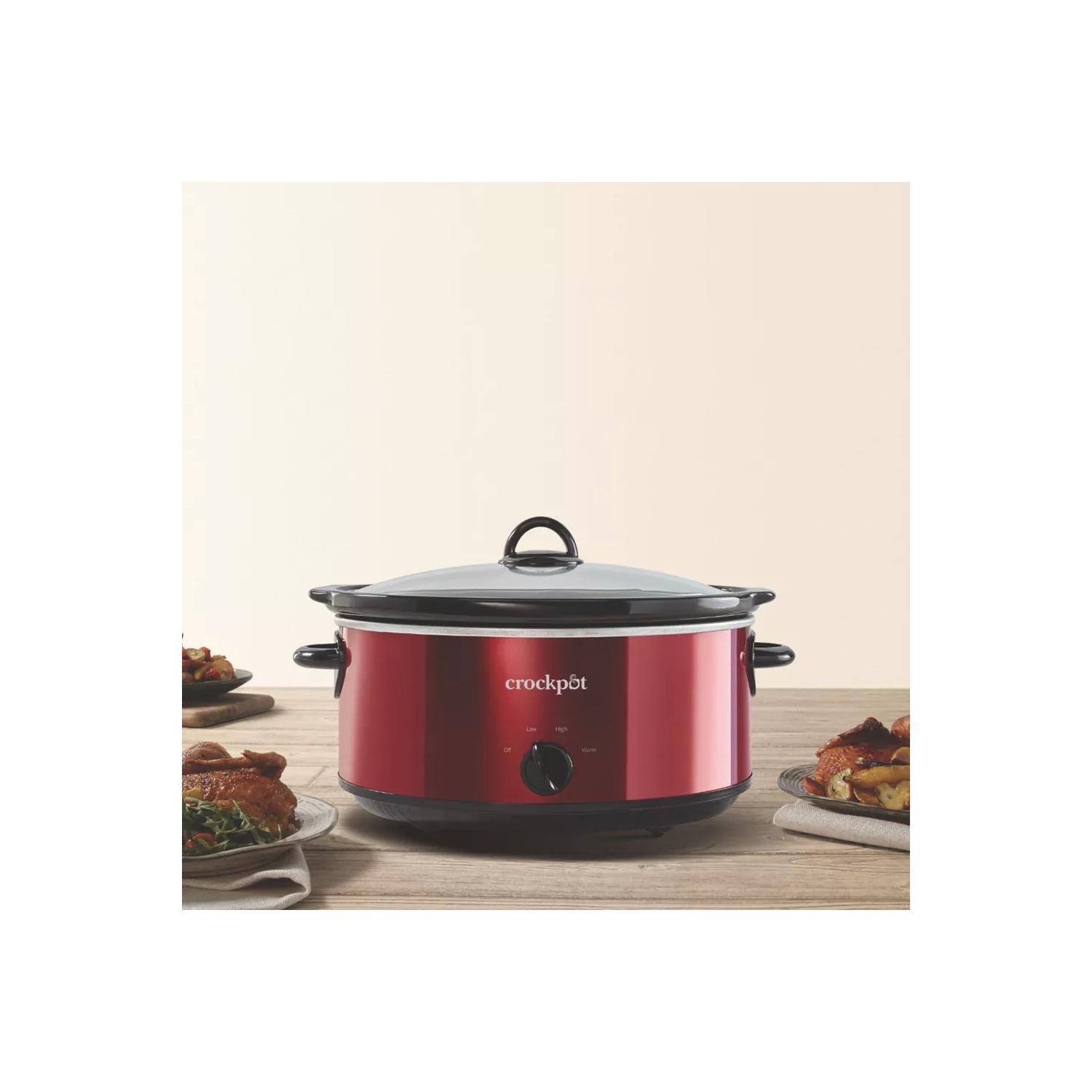 Crock-Pot 7 QT Design de grande capacité pour faire briller la mijoteuse polyvalente, appareil de cuisine domestique, rouge