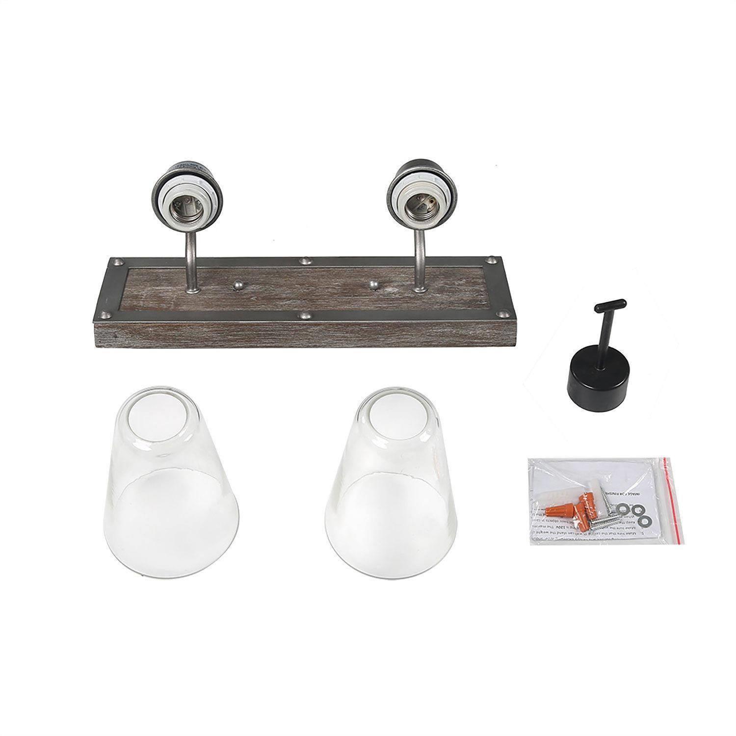 2-Light Modern Silver Bathroom Vanity Lights Linear Glass Wall Sconces