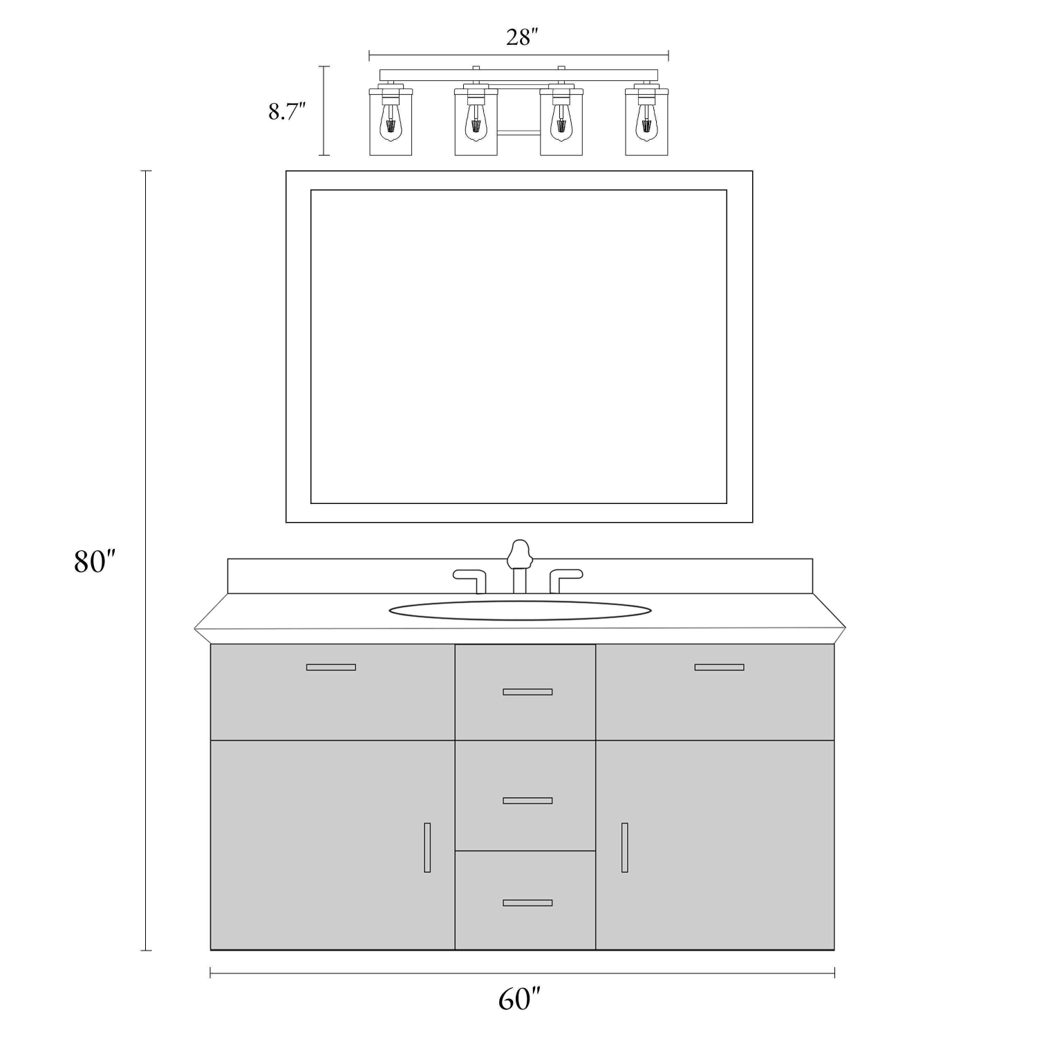 Modern Farmhouse 4-Light Clear Glass Vanity Light Wall Sconces