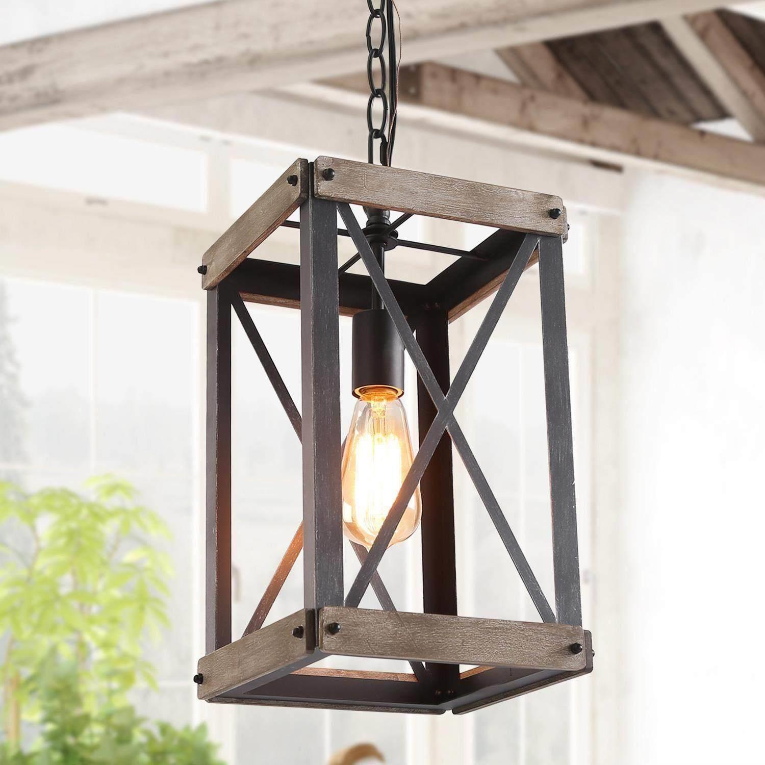 French Country 1-light Pendant Wood Cage Island Lights