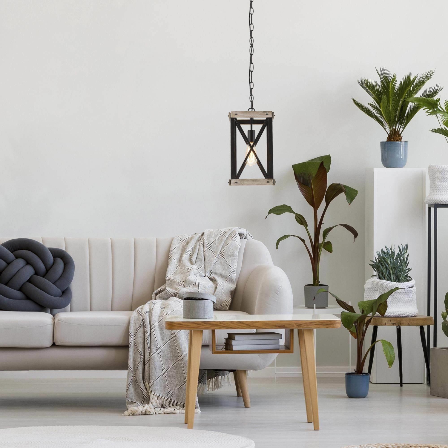 French Country 1-light Pendant Wood Cage Island Lights