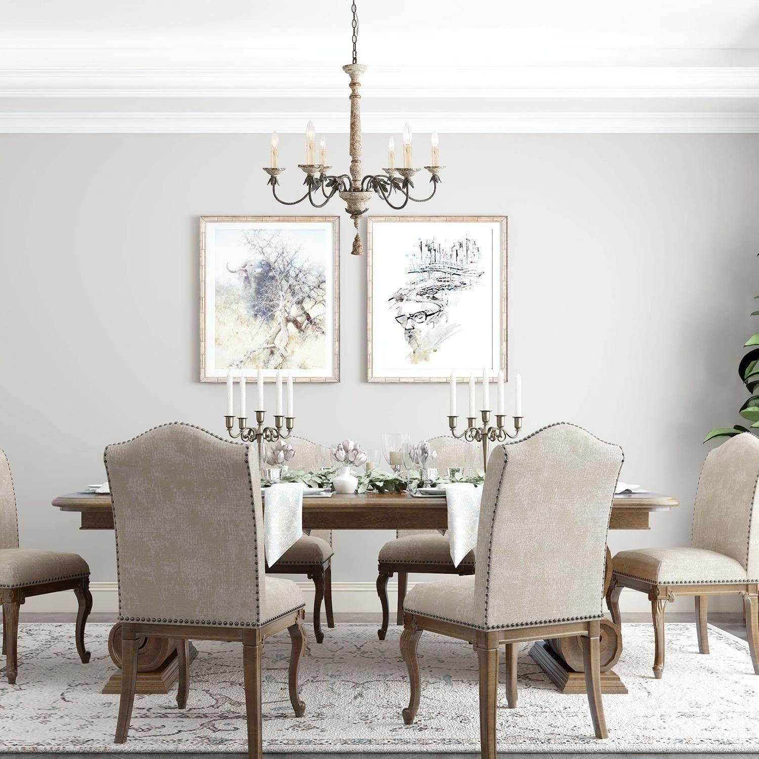 Farmhouse 6-Light French Country Wood Chandelier for Living Room