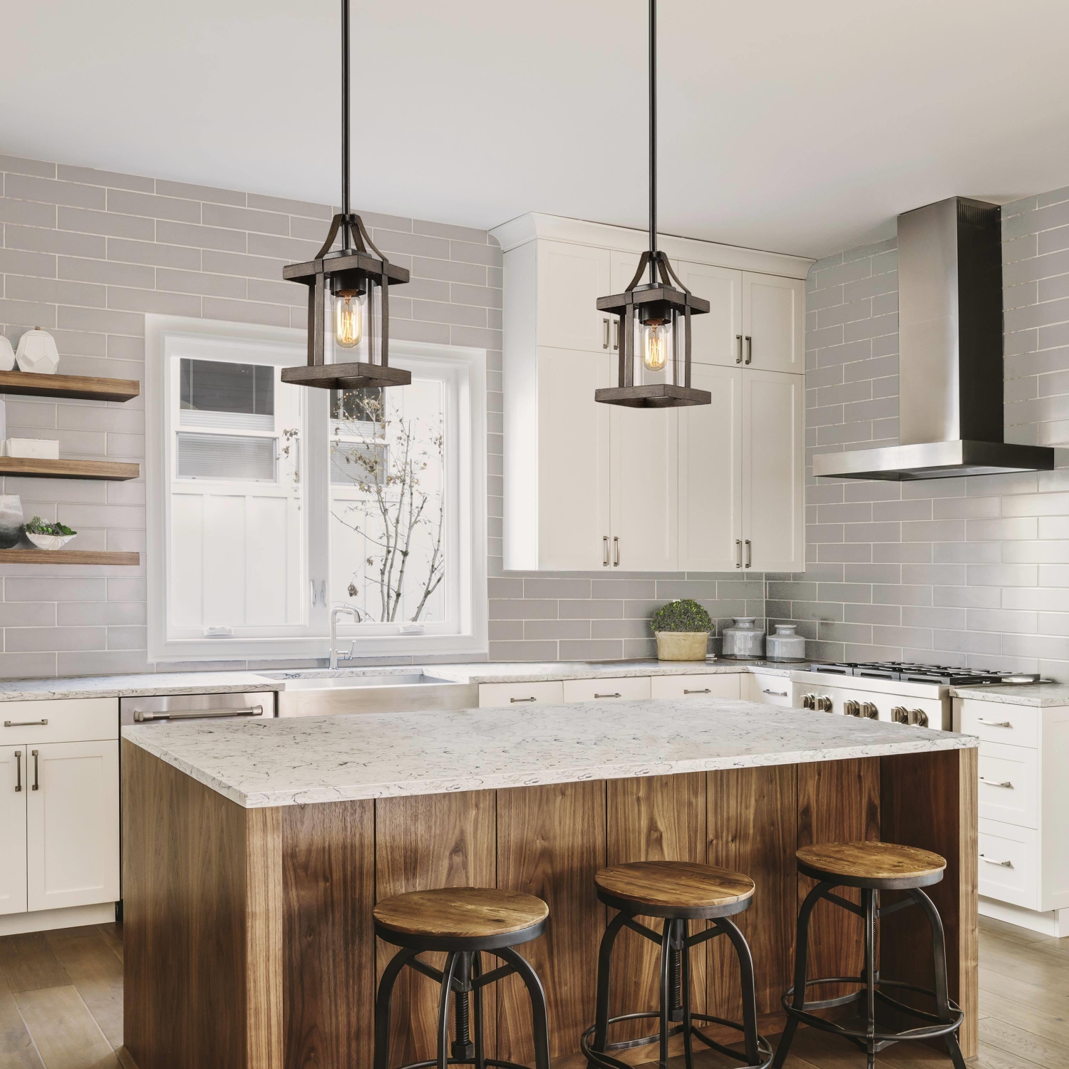 Modern Farmhouse 1-Light Metal Kitchen Island Pendant Light