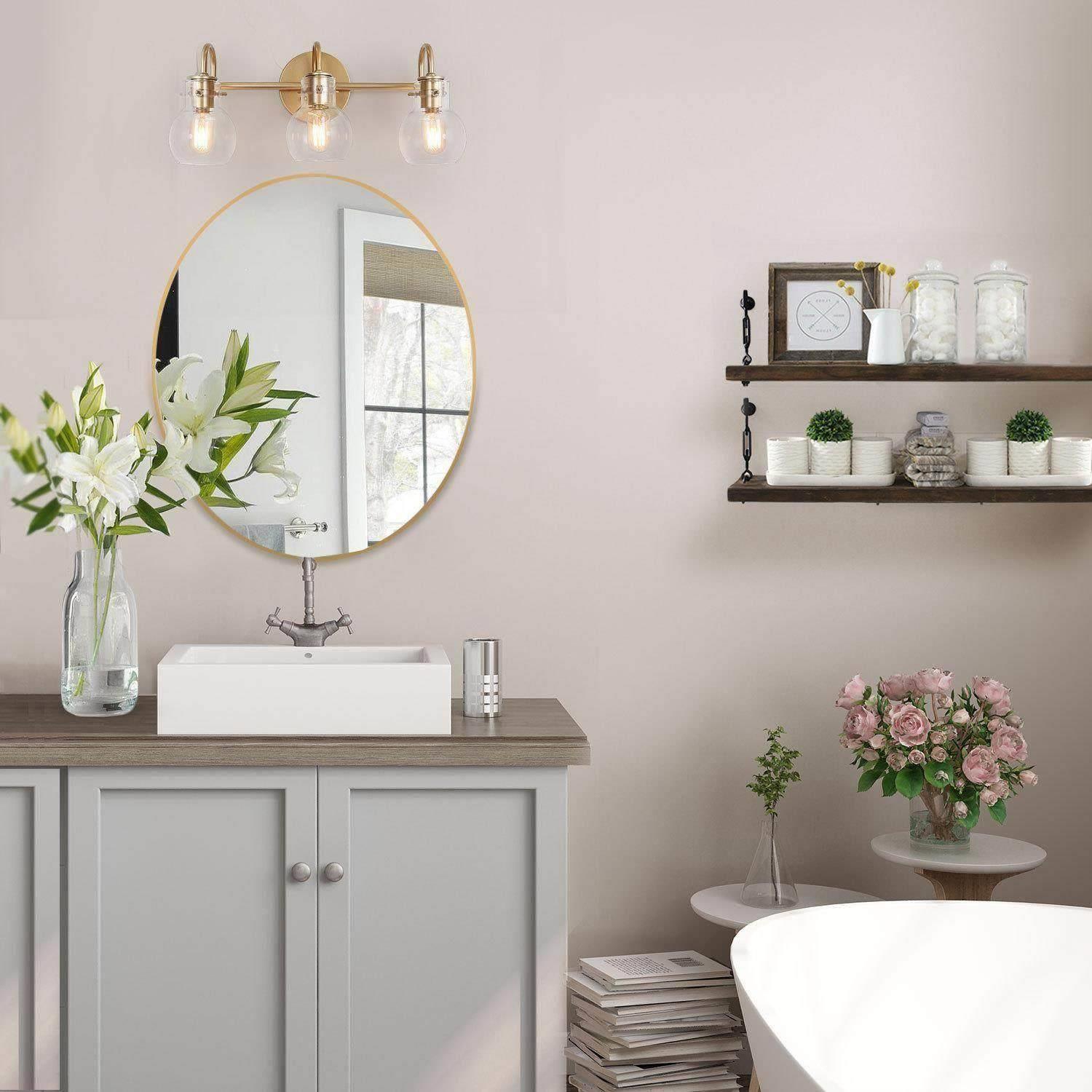 Modern Gold 3-Light Bathroom Vanity Lights Glass Wall Sconces