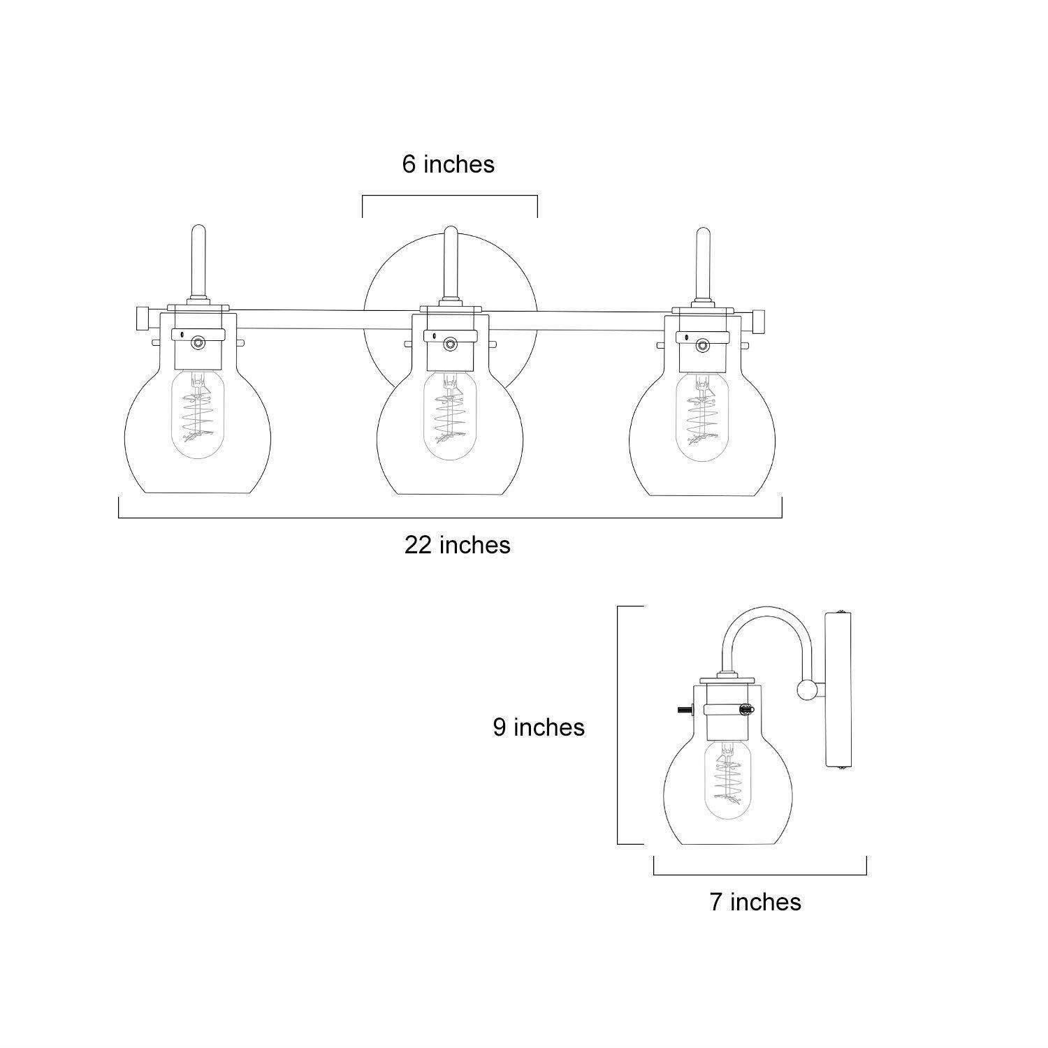Modern Gold 3-Light Bathroom Vanity Lights Glass Wall Sconces
