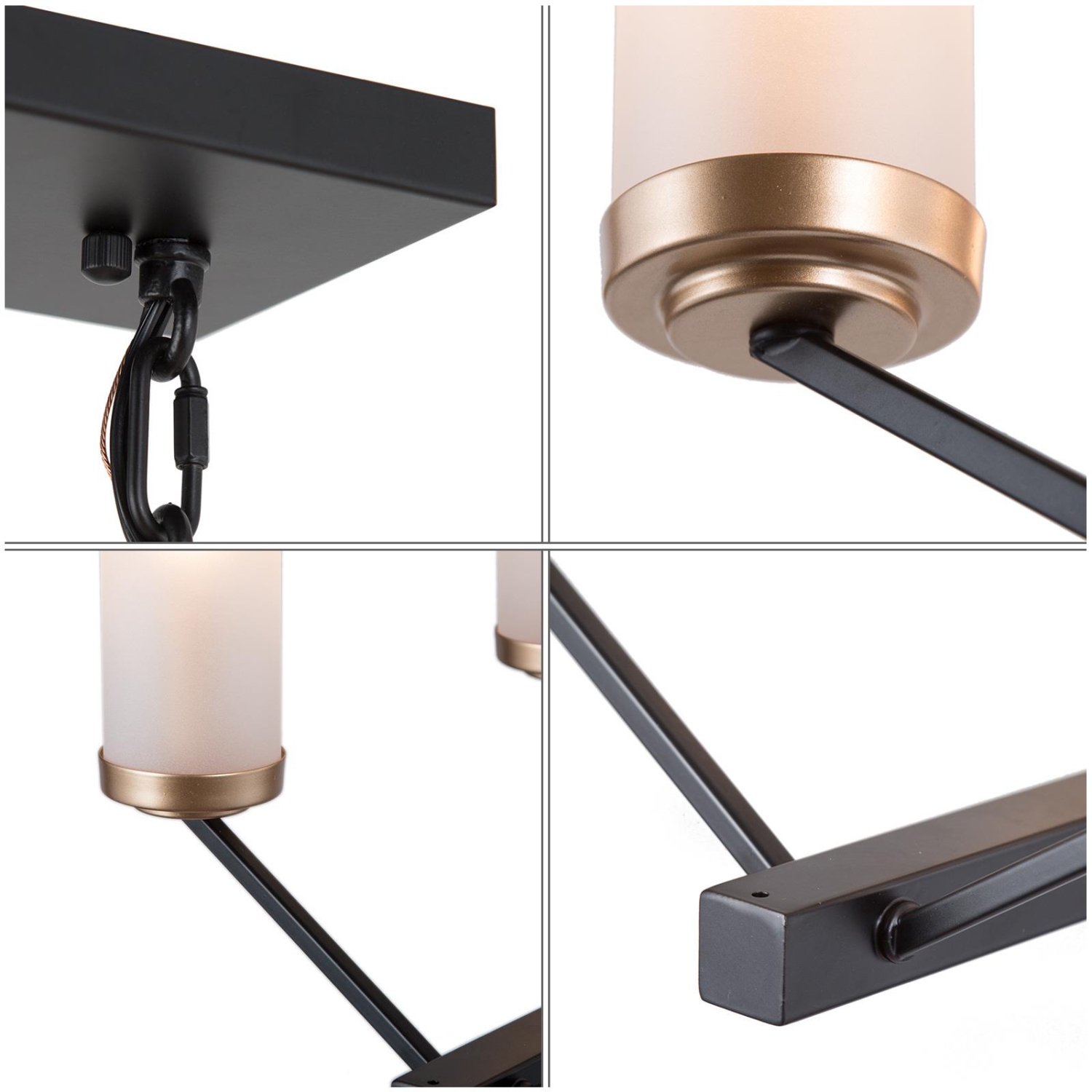 Modern Glam 8-Light Black Gold Linear Chandelier Glass Kitchen Island Pendant