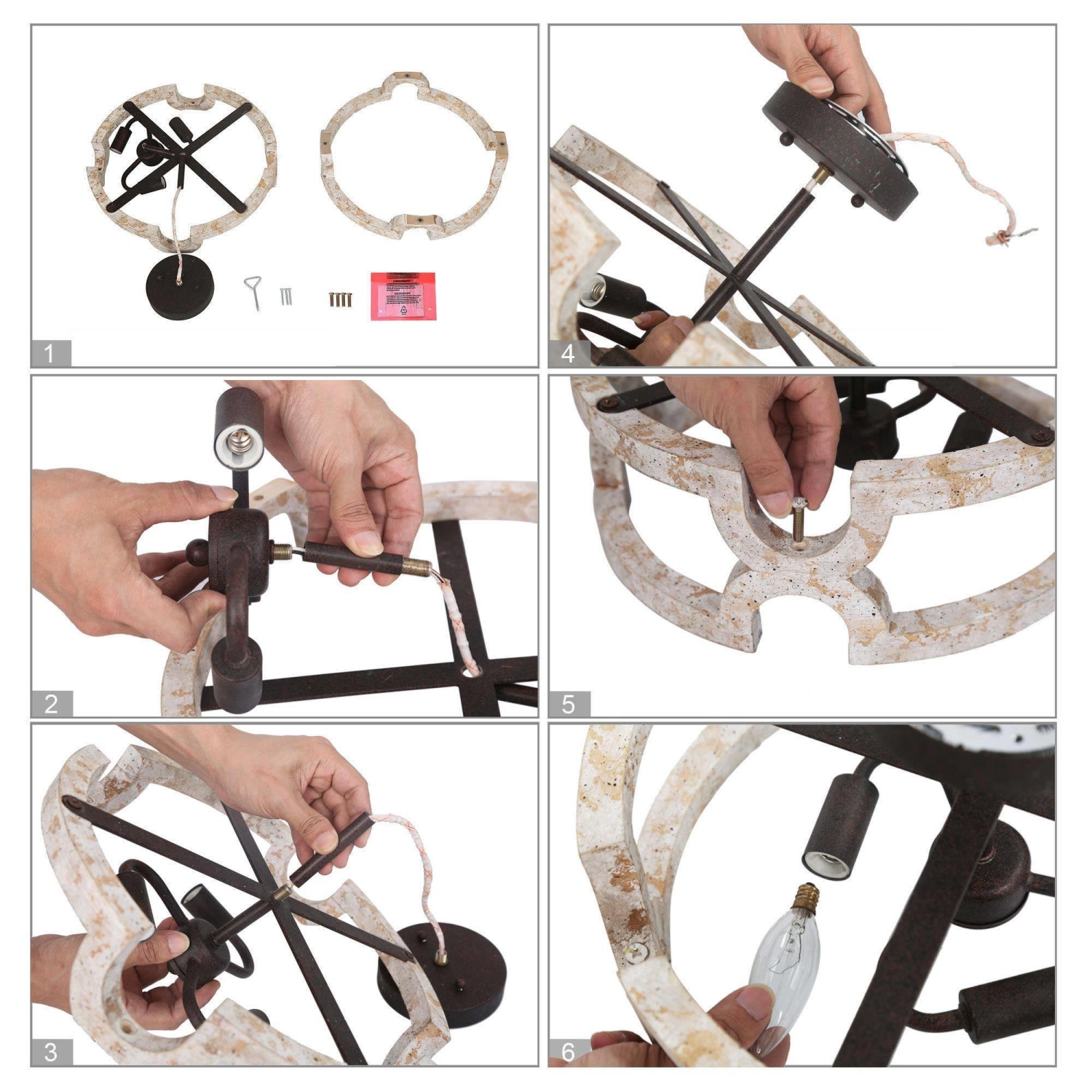 Farmhouse 3-Light Wood Drum Semi-Flush Mount Light