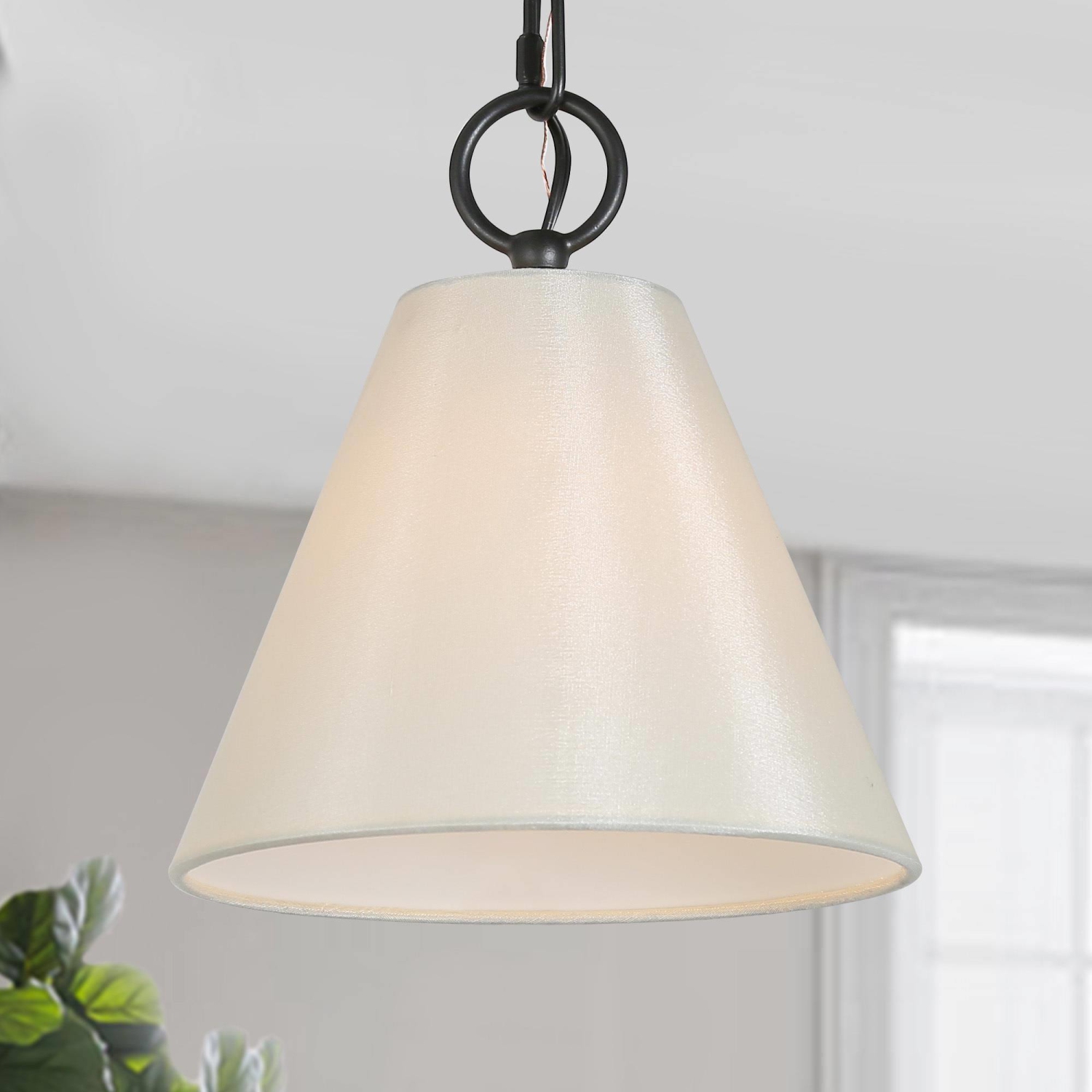 Modern 1-light Pendant Cone Fabric Shade Ceiling Light for Kitchen Island