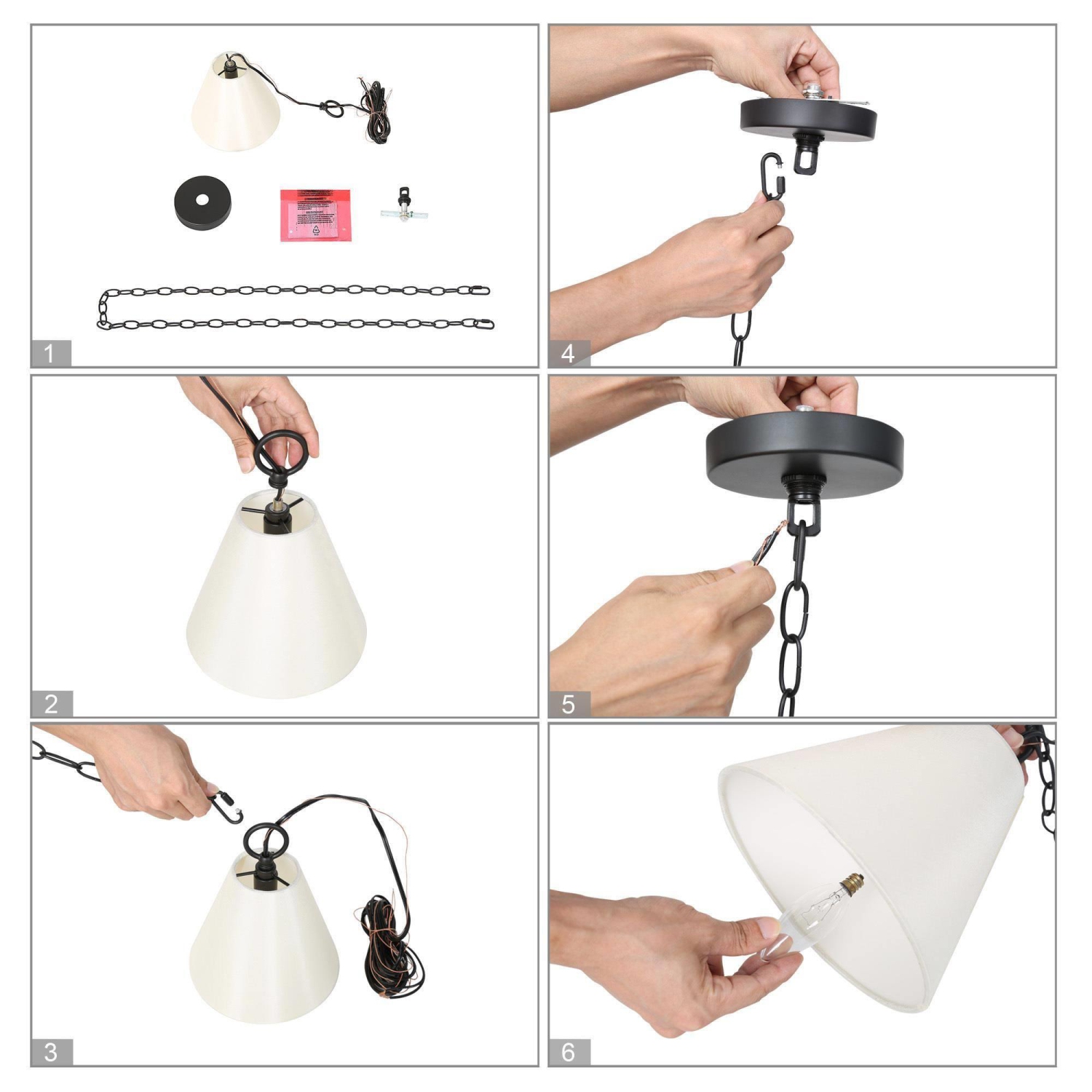 Modern 1-light Pendant Cone Fabric Shade Ceiling Light for Kitchen Island