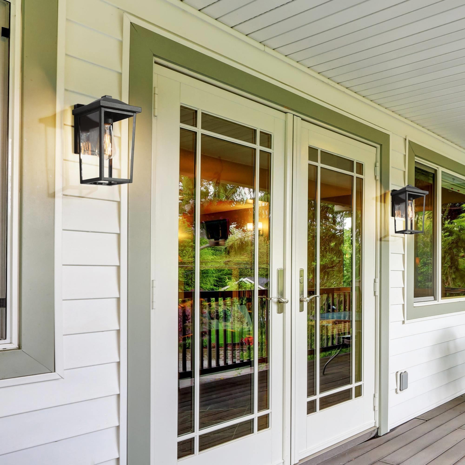 Modern 1-Light Black Outdoor lights Hanging Lantern Porch Pendant Light