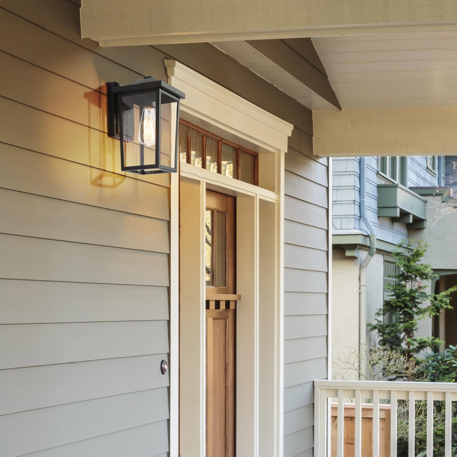 Modern 1-Light Black Outdoor lights Hanging Lantern Porch Pendant Light