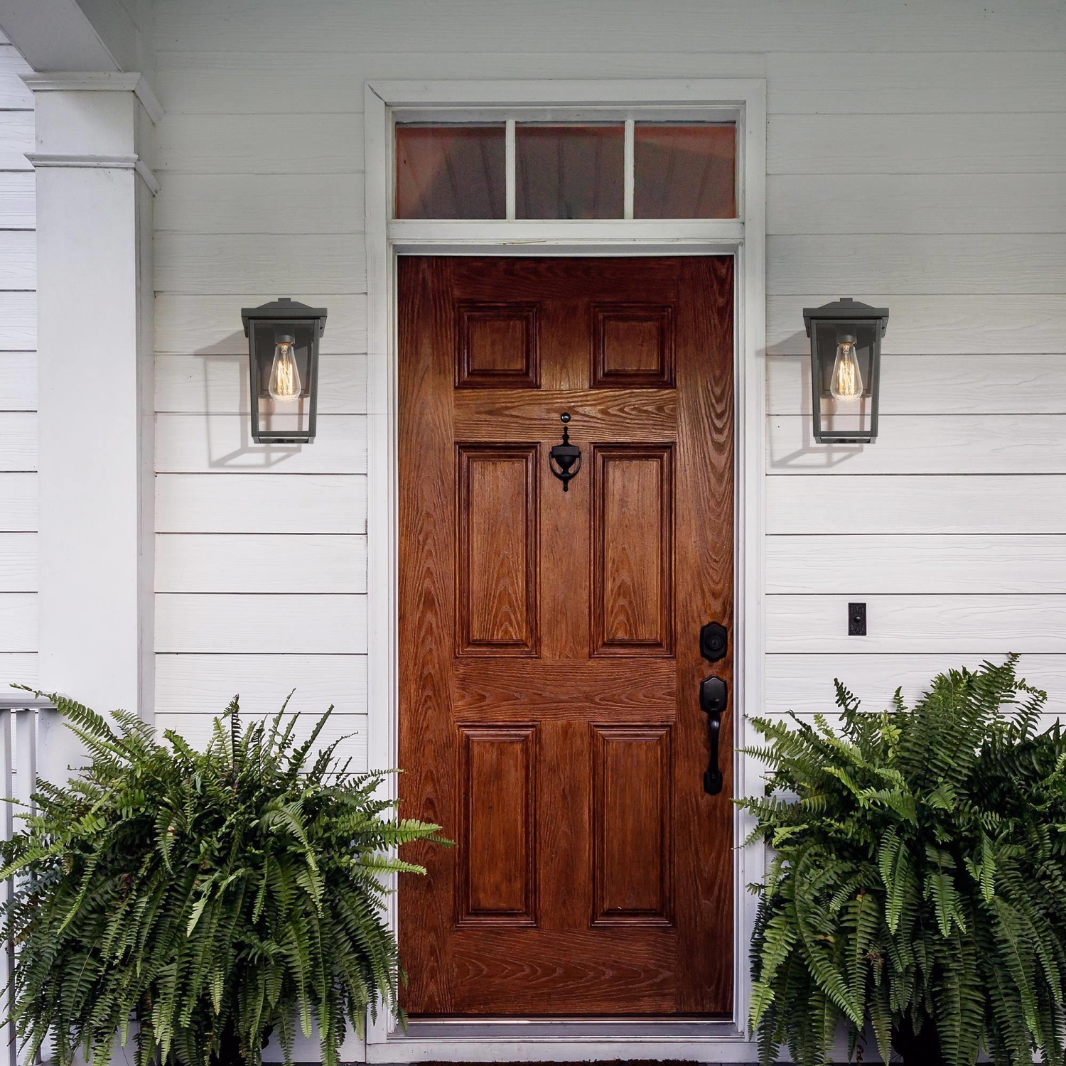 Modern 1-Light Black Outdoor lights Hanging Lantern Porch Pendant Light