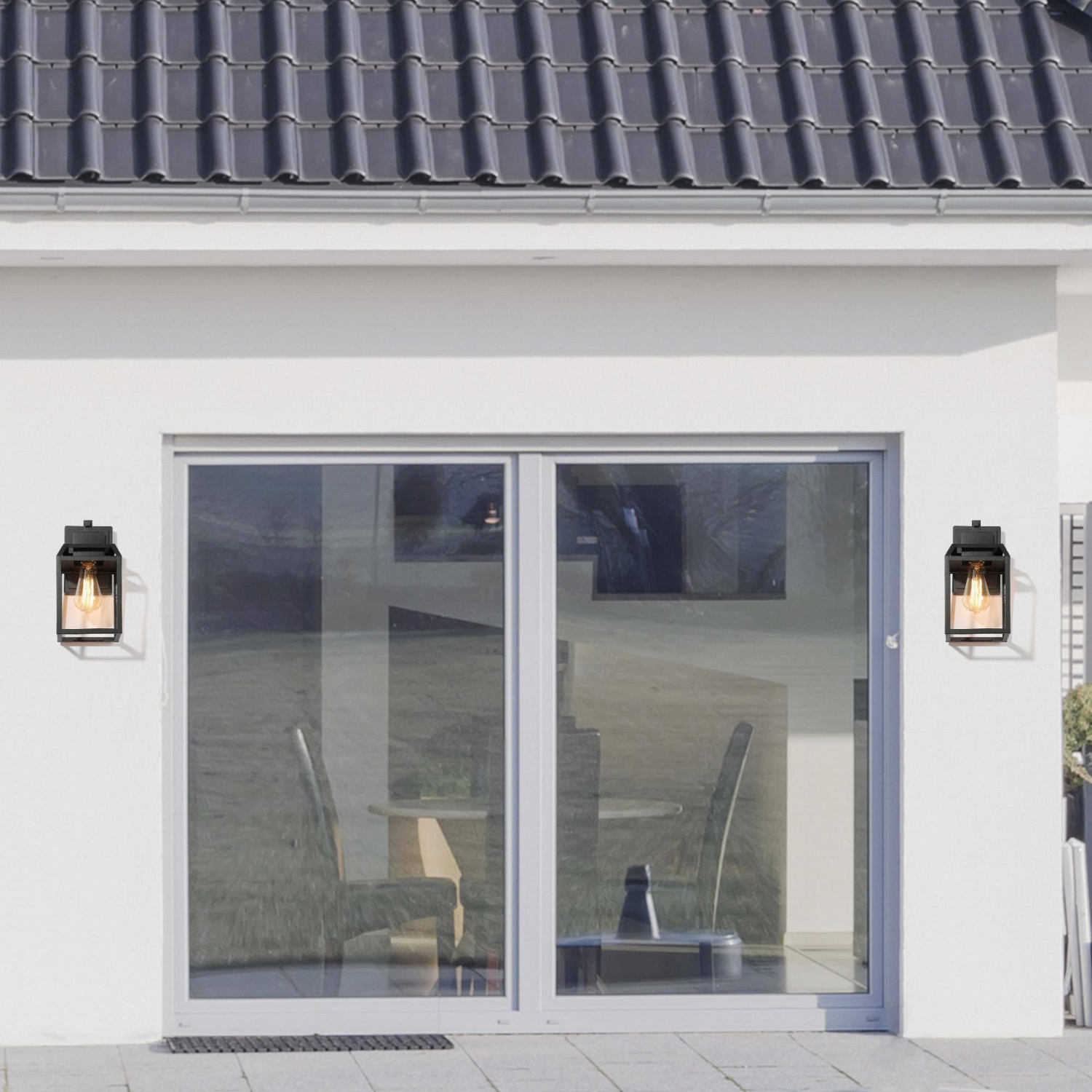 Applique murale d'extérieur à lanterne carrée noire à 1 ampoule