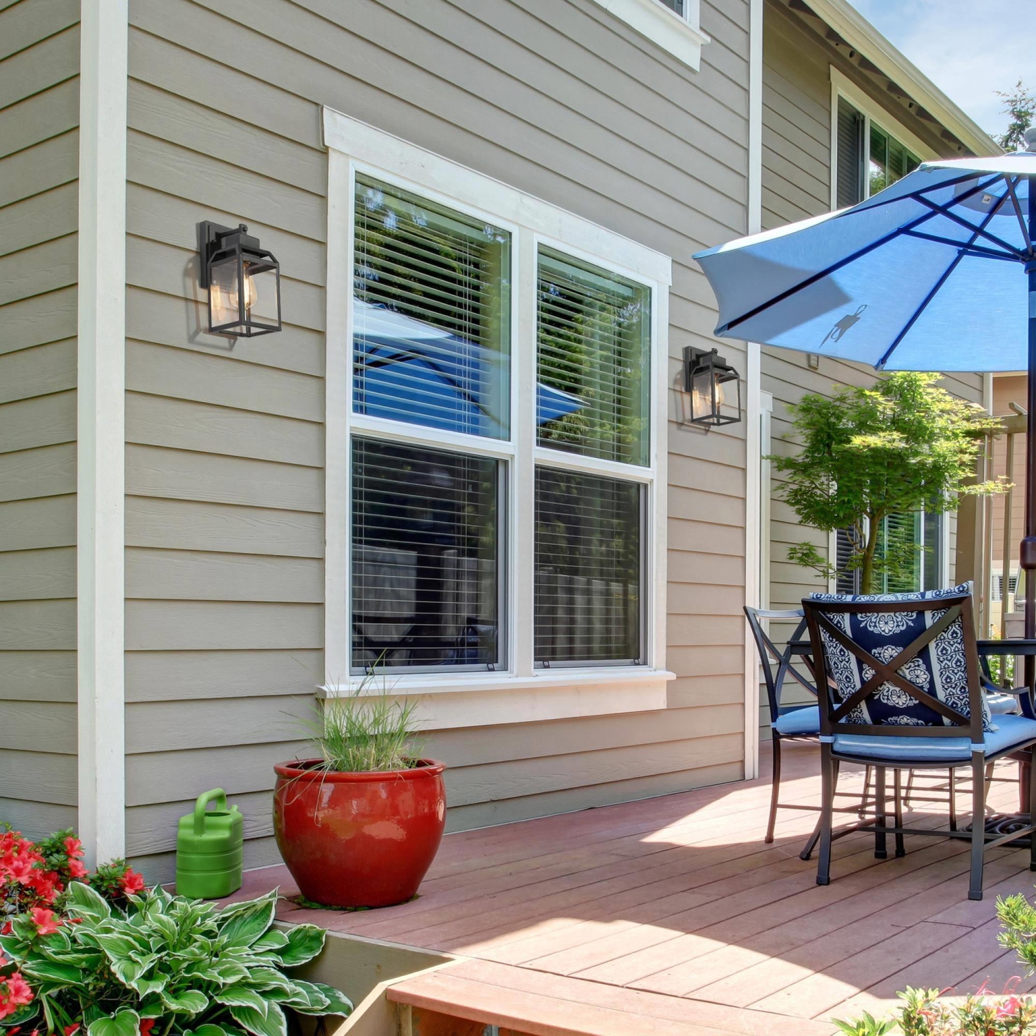 Applique murale d'extérieur à lanterne carrée noire à 1 ampoule