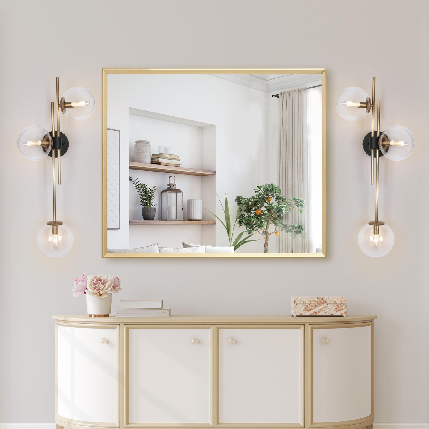 Appliques murales linéaires en verre à 3 lumières Modern Glam Black Gold