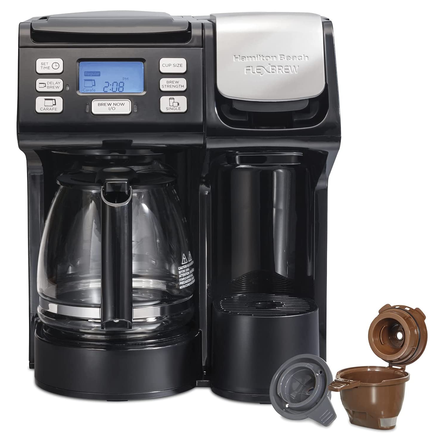 Boîte ouverte – cafetière 12 tasses FlexBrew Trio 49902C de Hamilton Beach – Noir/argenté