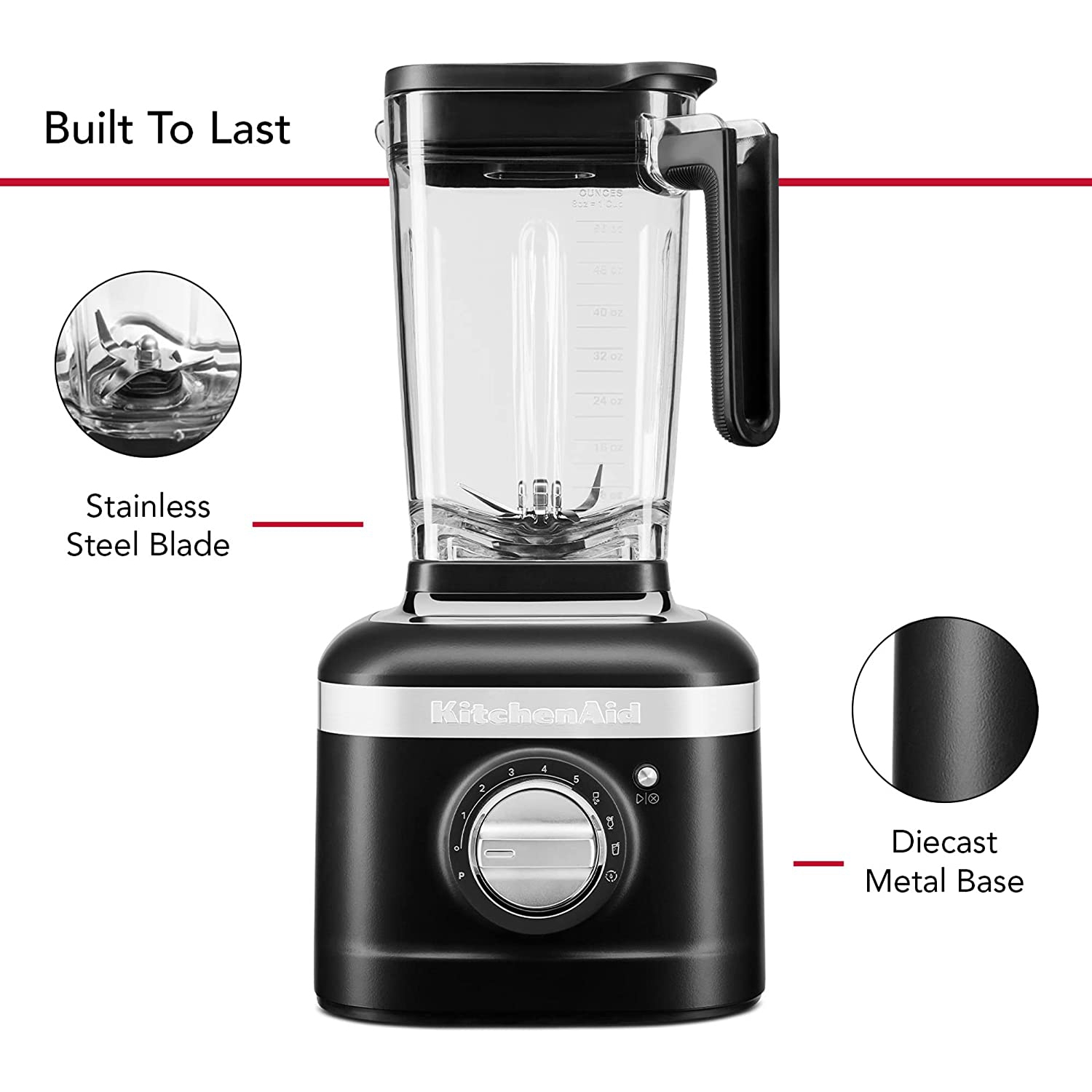 KitchenAid KSB4028VB K400 Variable Speed Blender with Tamper - Black