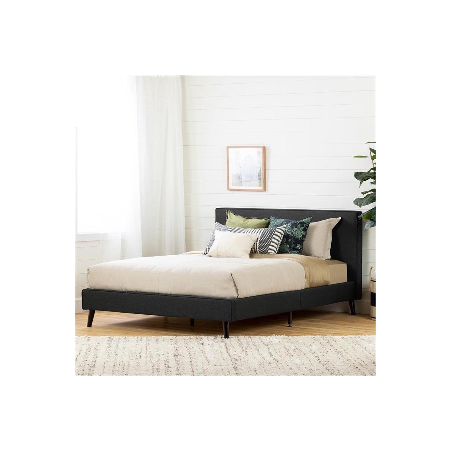 Grand lit rembourré Gravity de South Shore gris anthracite