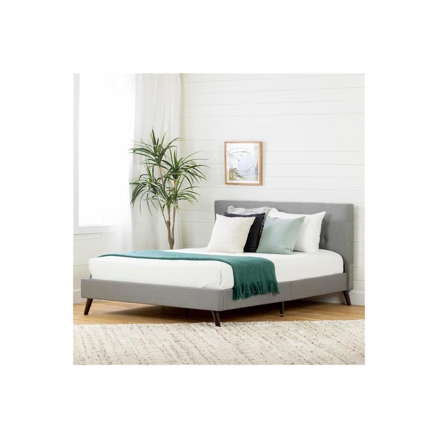 South Shore Fusion Upholstered Queen Bed in Medium Gray