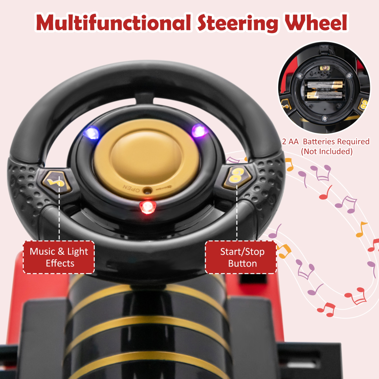 Train Électrique 6V pour Enfants Gymax, Train Motorisé 6 Roues avec Piste