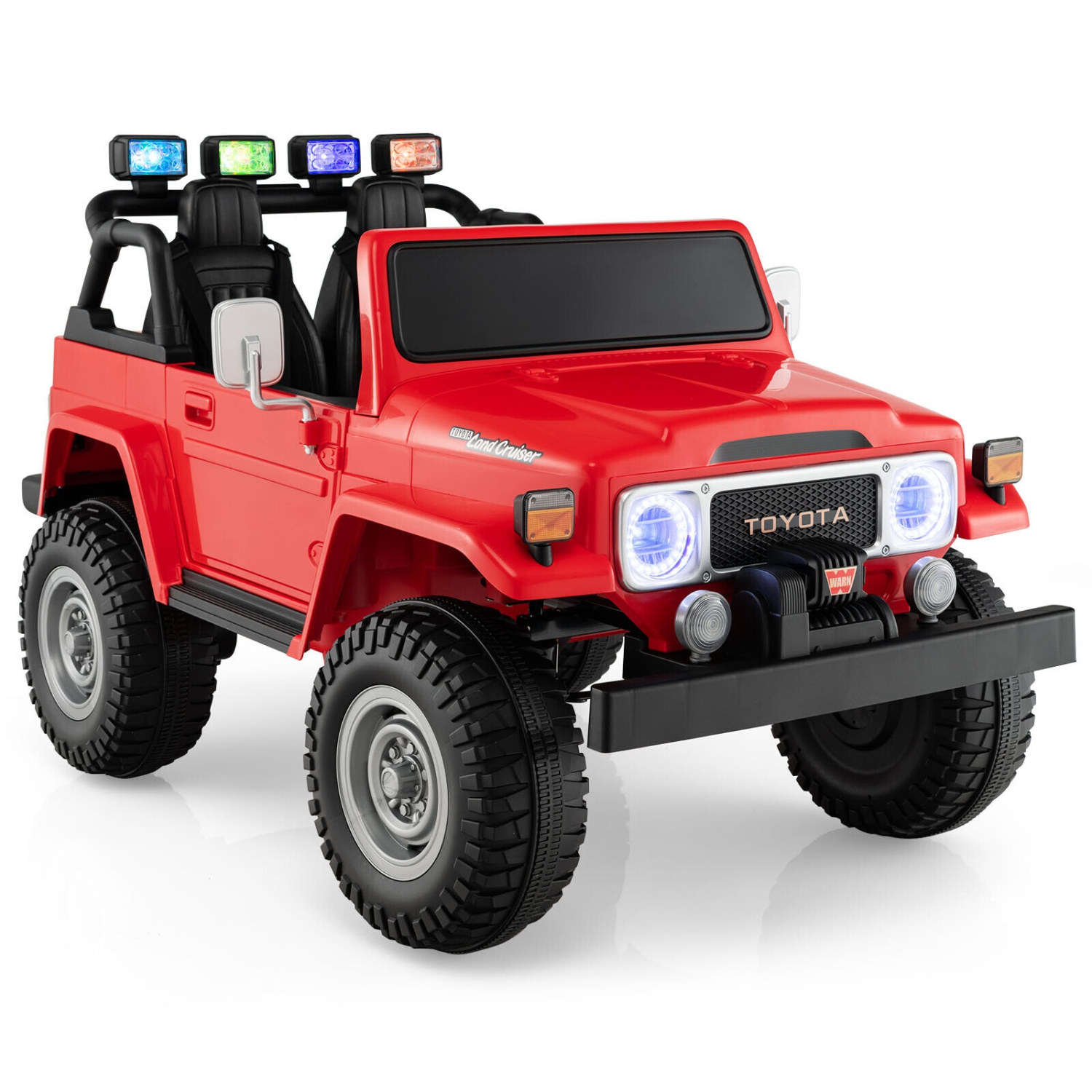 Gymax 2 Seater Ride On Truck Car 12V Licensed Toyota FJ40 RC w/ Laser Light & Music