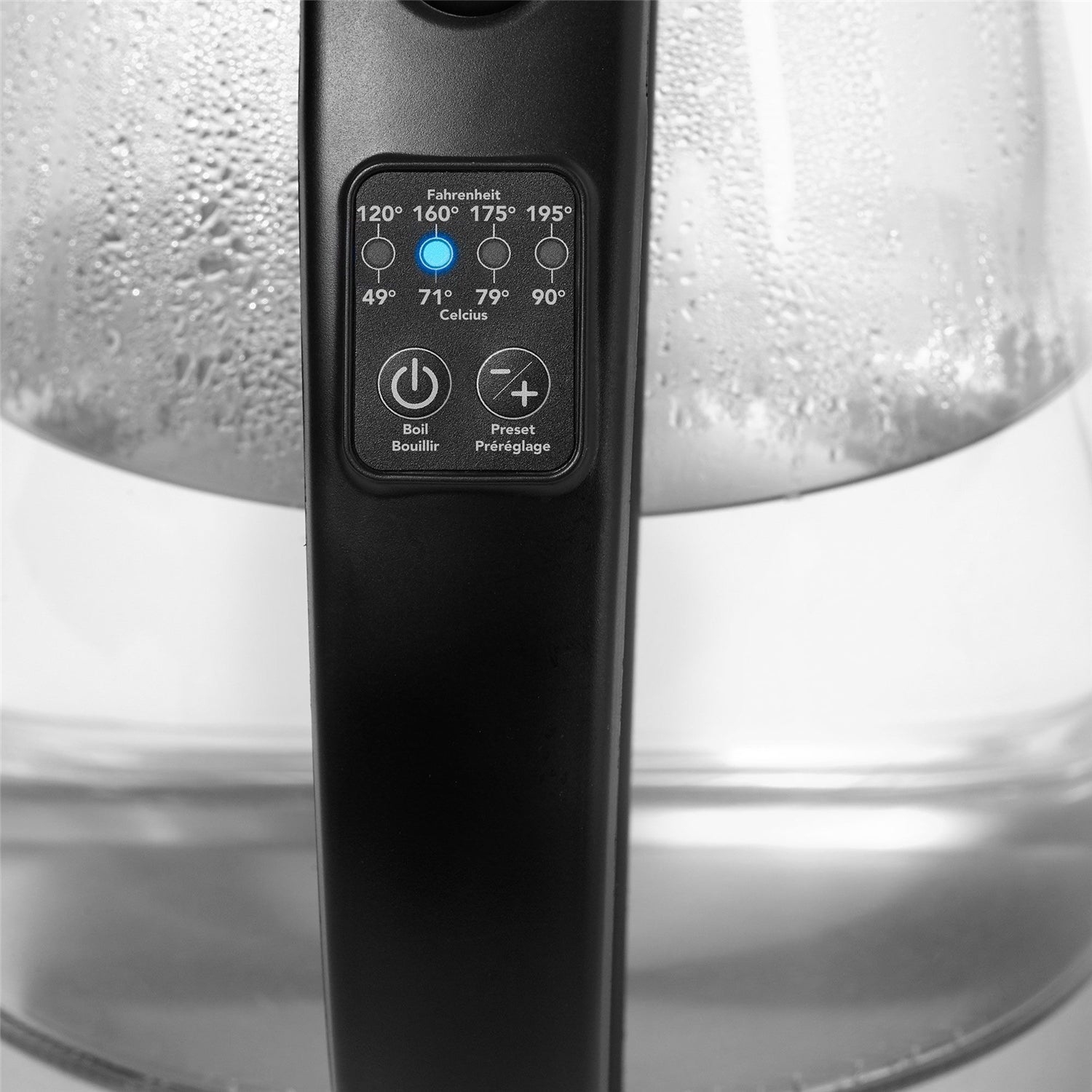 Bouilloire électrique en verre Starfrit avec commande de température variable - capacité 1,7&nbsp;L et puissance 1500&nbsp;W