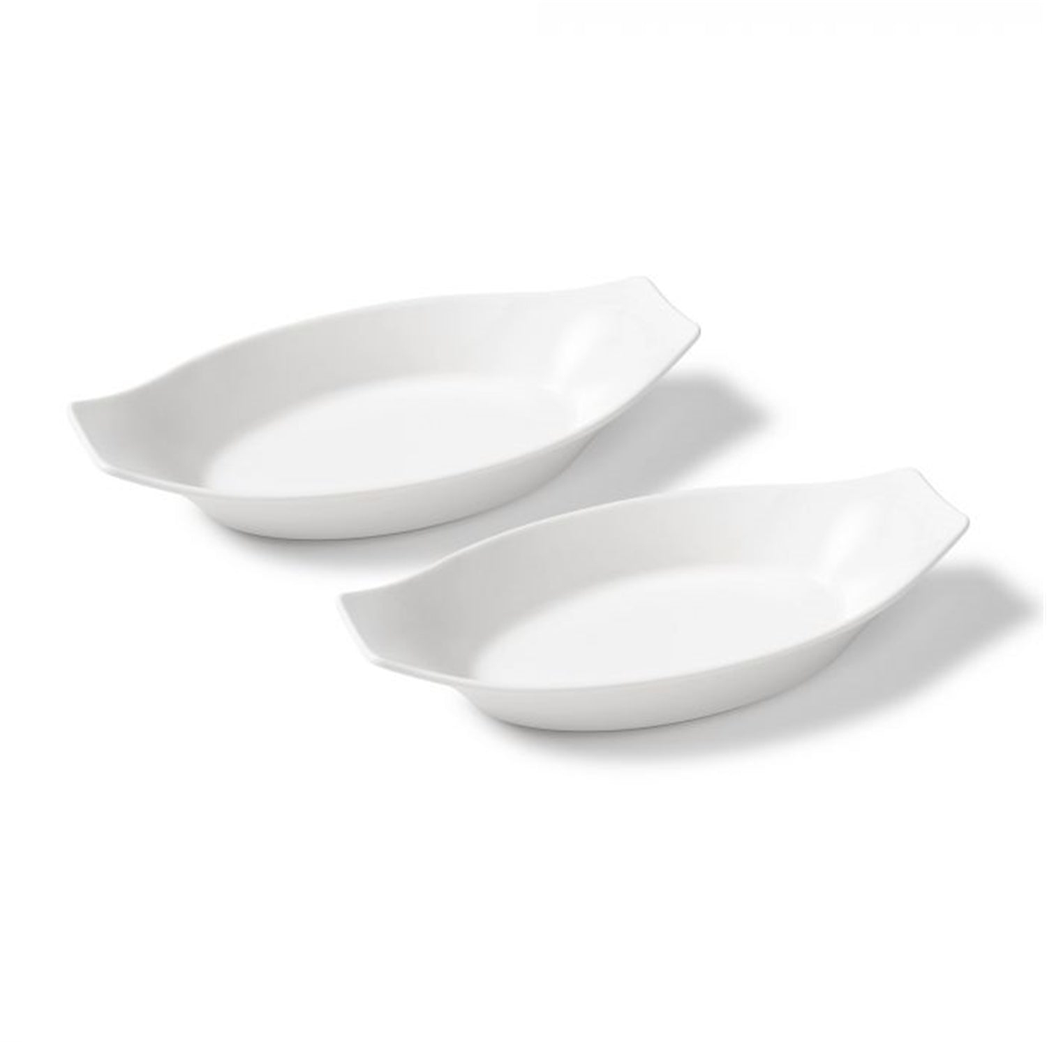 Gourmet - Set of 2 Porcelain Gratin Dishes, 10" x 5", Oven Safe, White