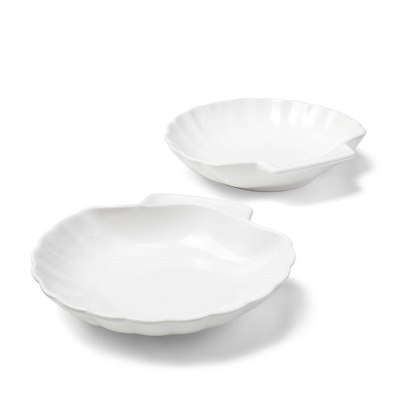 Gourmet - Set of 2 Porcelain Plates for Scallops or Seafood, Oven Safe, White