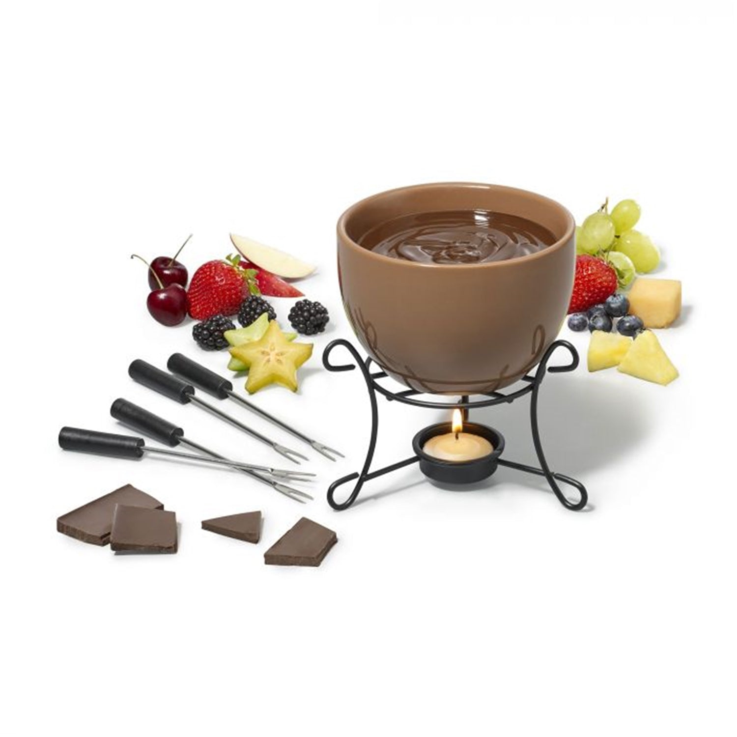 Gourmet - Chocolate Fondue Set for 4 People, 480mL Capacity, Brown