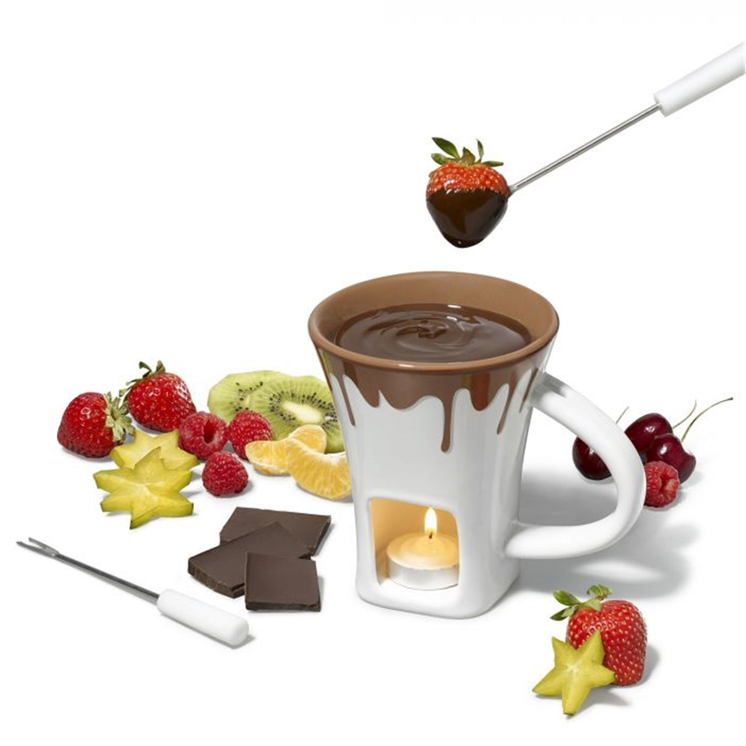 Gourmet - Chocolate Fondue Set for 2 People, 200mL Capacity, White