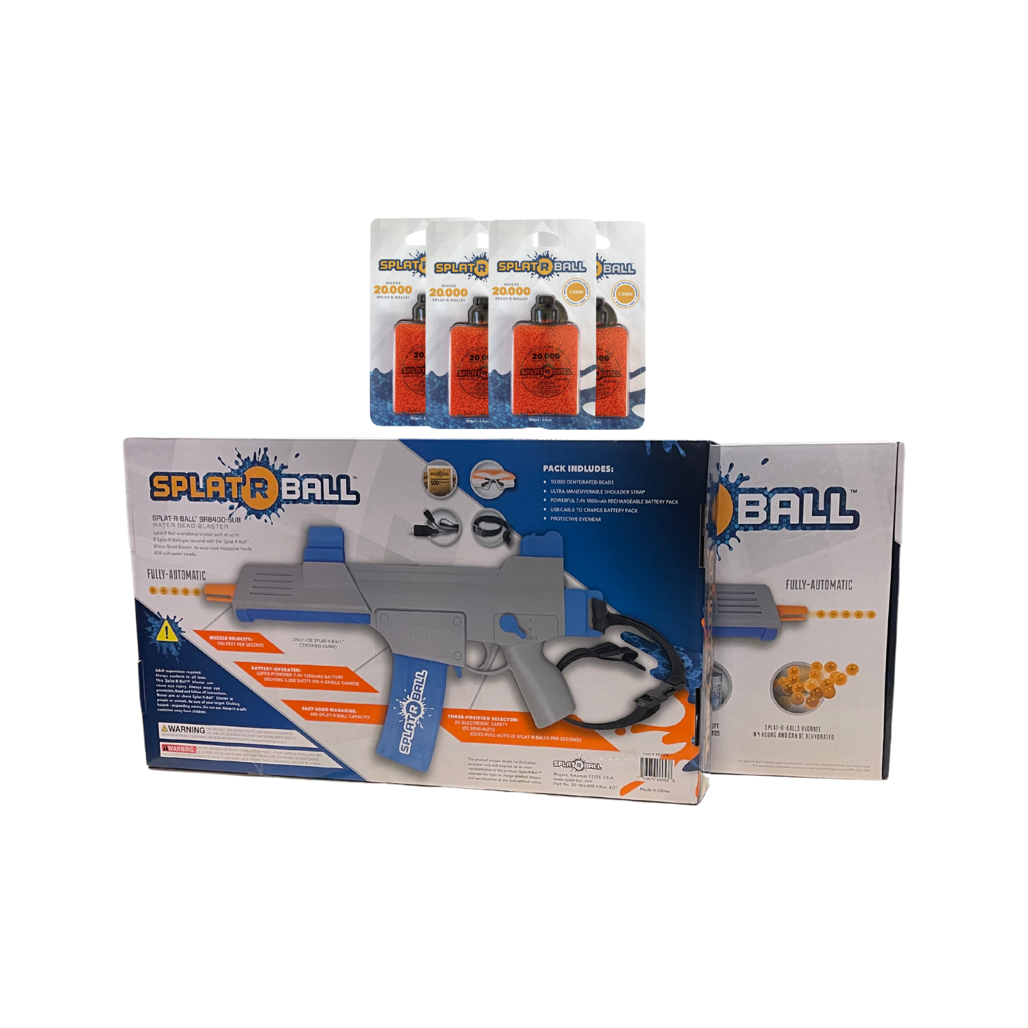 Splat R Ball Certified Water Bead DOUBLE Blaster Kit (2 Gel Blasters + 4 Ammo) SRB400-SUB