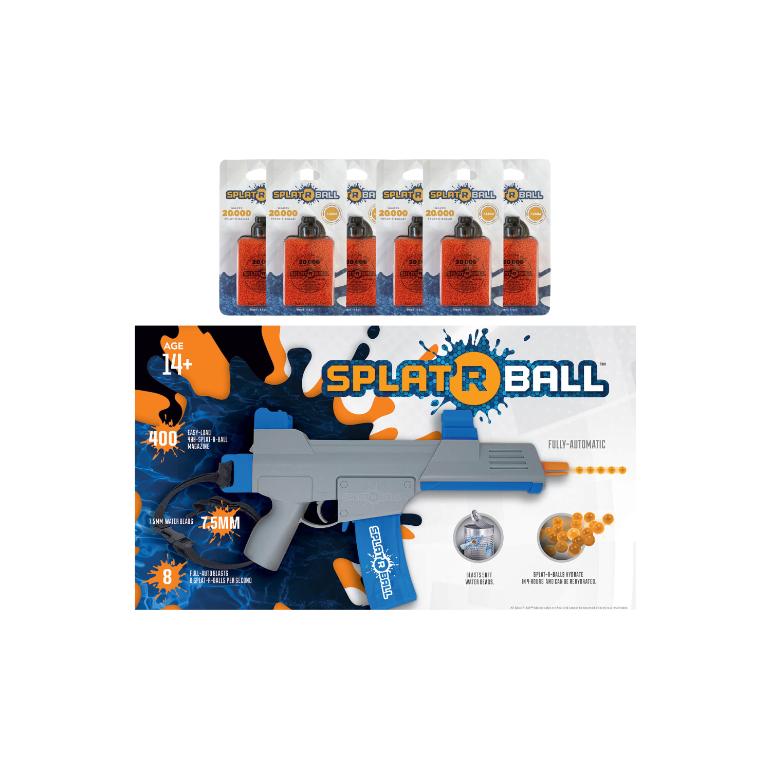 SplatRball Ultimate AMMO Value Kit 120,000Pcs (6 Ammo Packs + Blaster) SRB400-SUB