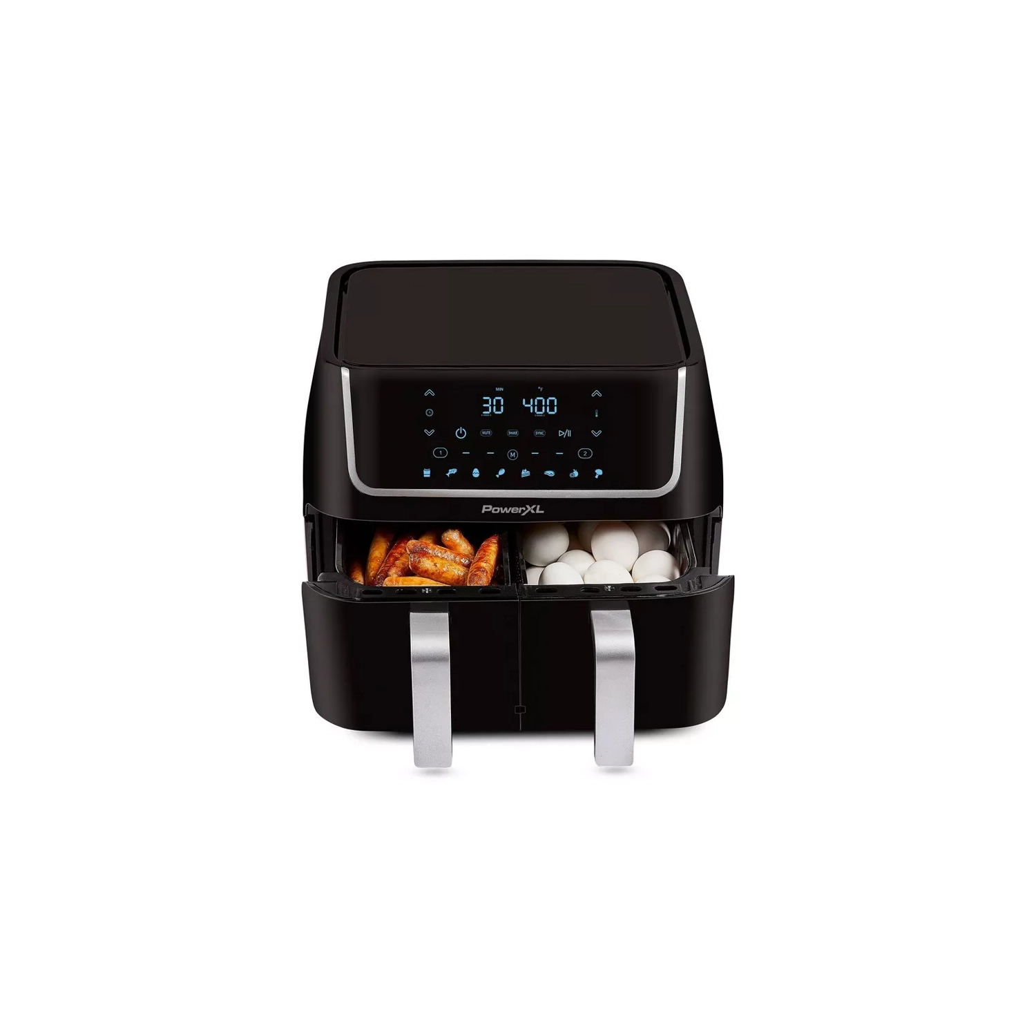 PowerXL Vortex 10-QT Dual Basket Air Fryer, 7-in-1 2-Basket Electric Fryer or 1 Extra-Large Capacity Basket, SmartSync Technology, for Entire XL