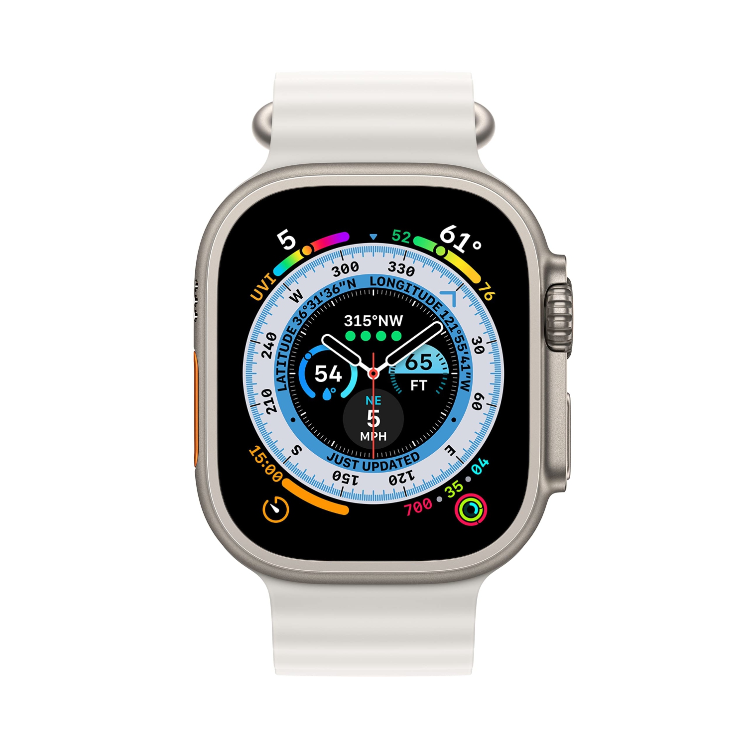 Apple Watch Ultra [GPS + Cellular 49mm] Smart Watch w/Rugged Titanium Case & White Ocean Band.