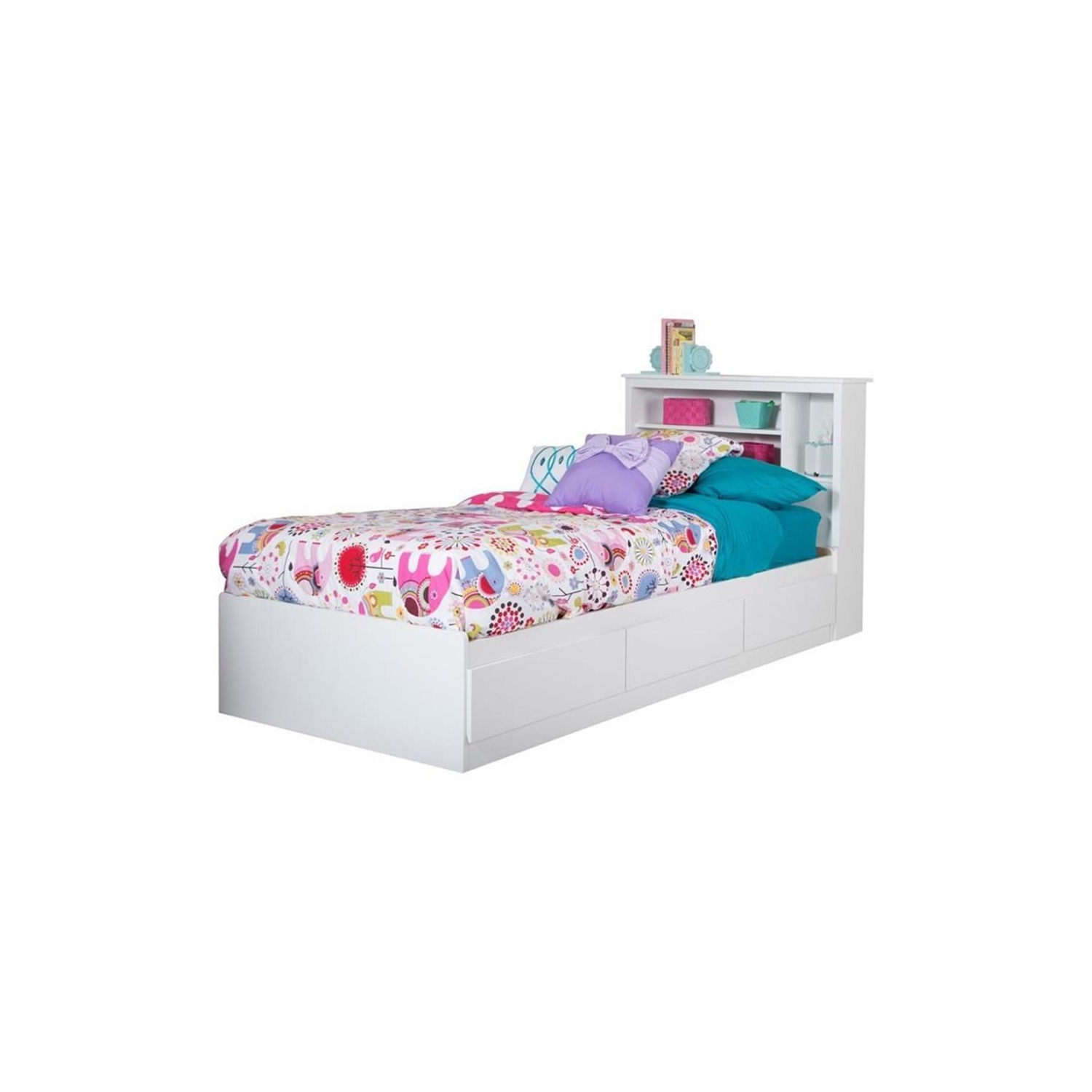 South Shore Vito Twin Bookcase Bed in Pure White