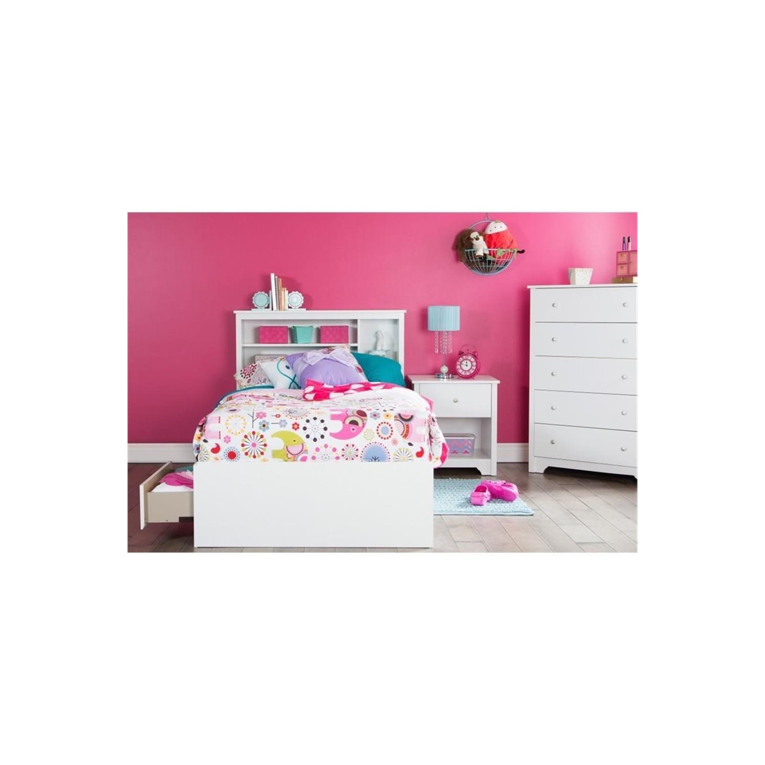 South Shore Vito Twin Bookcase Bed in Pure White