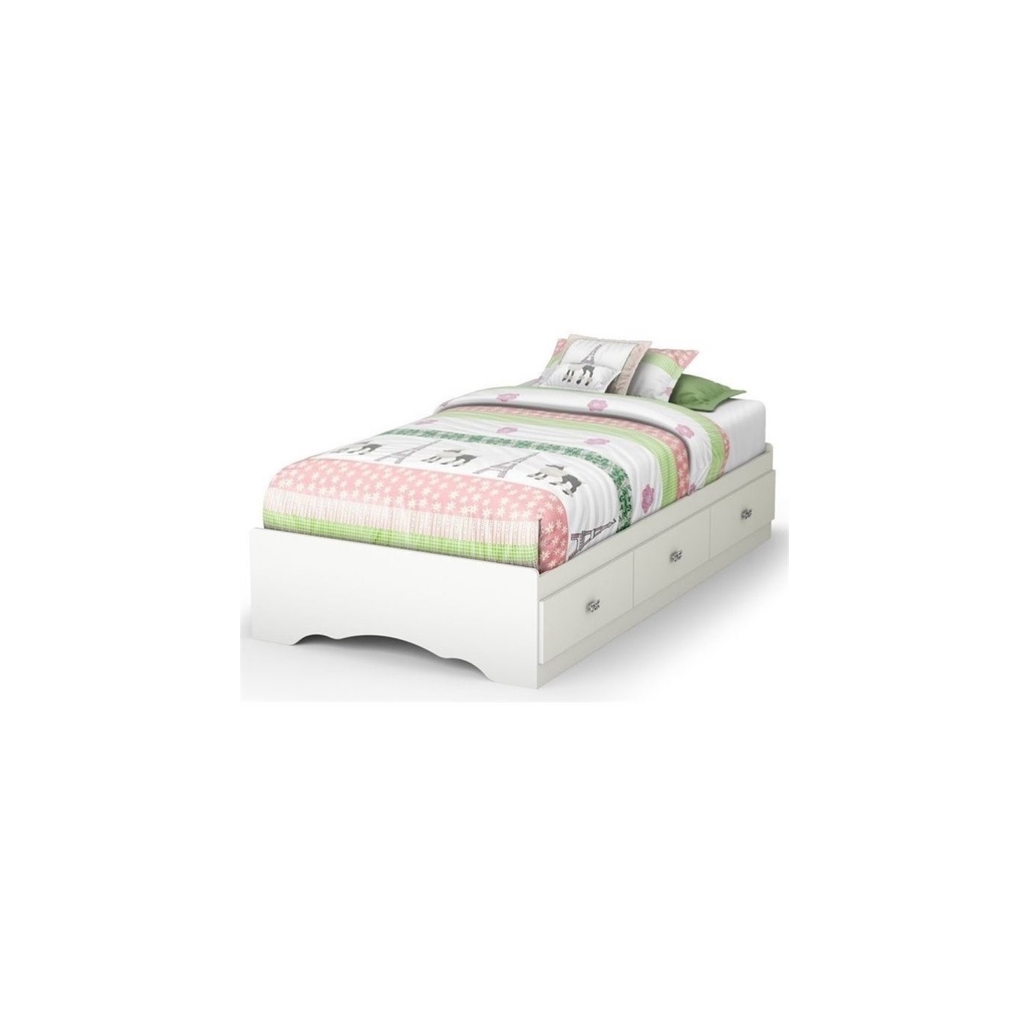 Lit simple avec rangement Sabrina de South Shore - Blanc pur