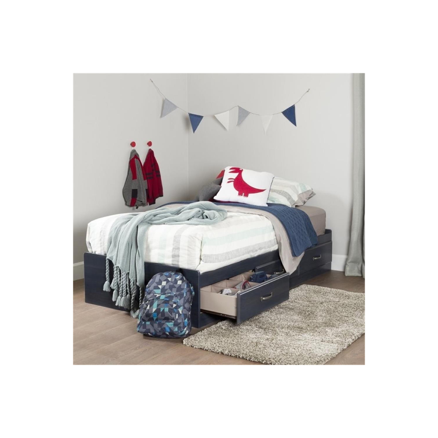 South Shore Ulysses Twin Mates Bed in Blueberry
