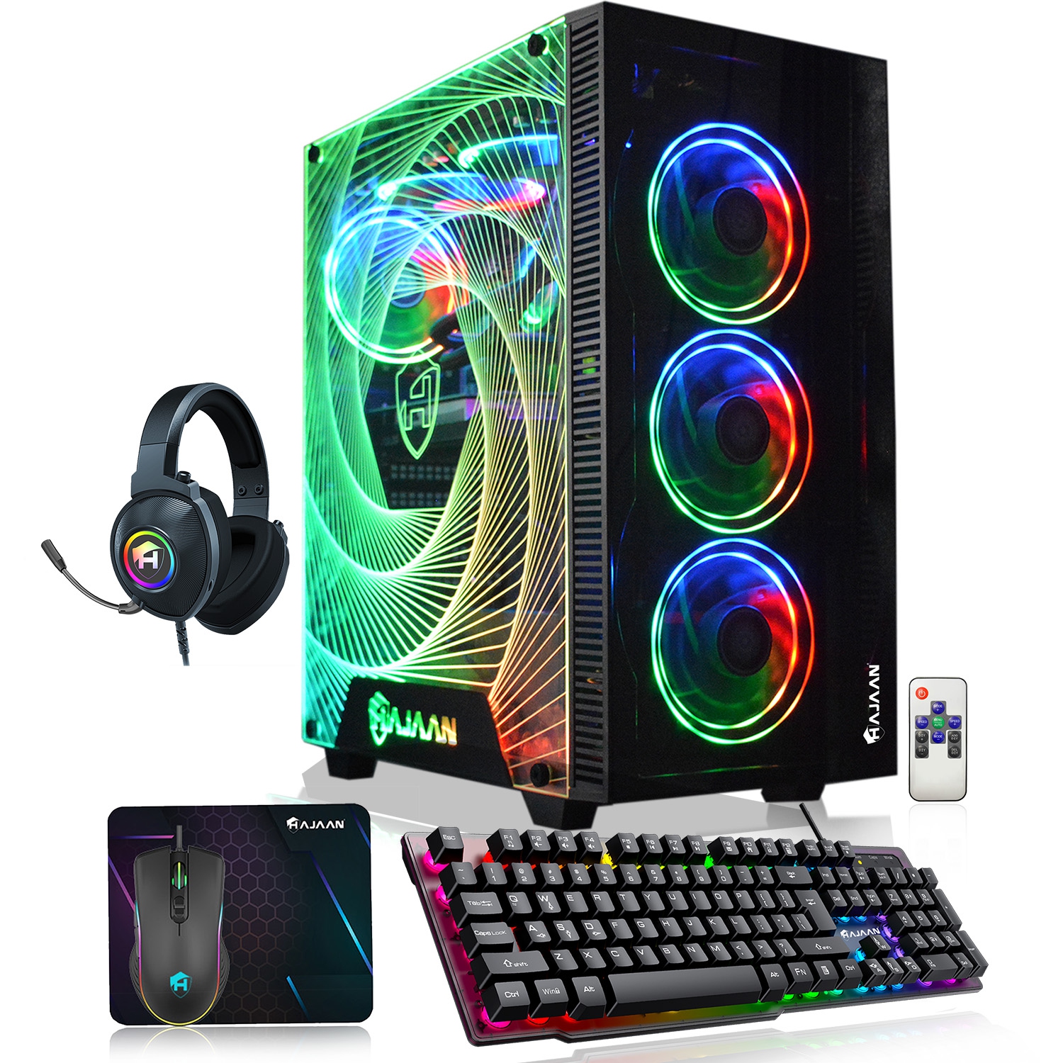 HAJAAN CYCLONIA Gaming Tower PC - Liquid Cooled - Intel Core i9 10850K Upto 5.2 GHz - RTX 3070 8GB GDDR6 - 32GB DDR4 - 1TB SSD - 4TB HDD - Windows 11 Pro - Keyboard Mouse Headset