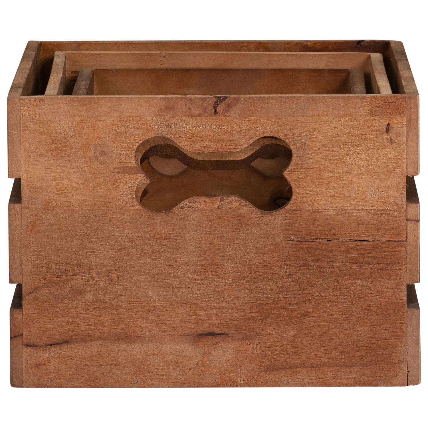Boîte de rangement en bois pour jouets d'animaux de compagnie de Bowser & Meowser - Ensemble de 3