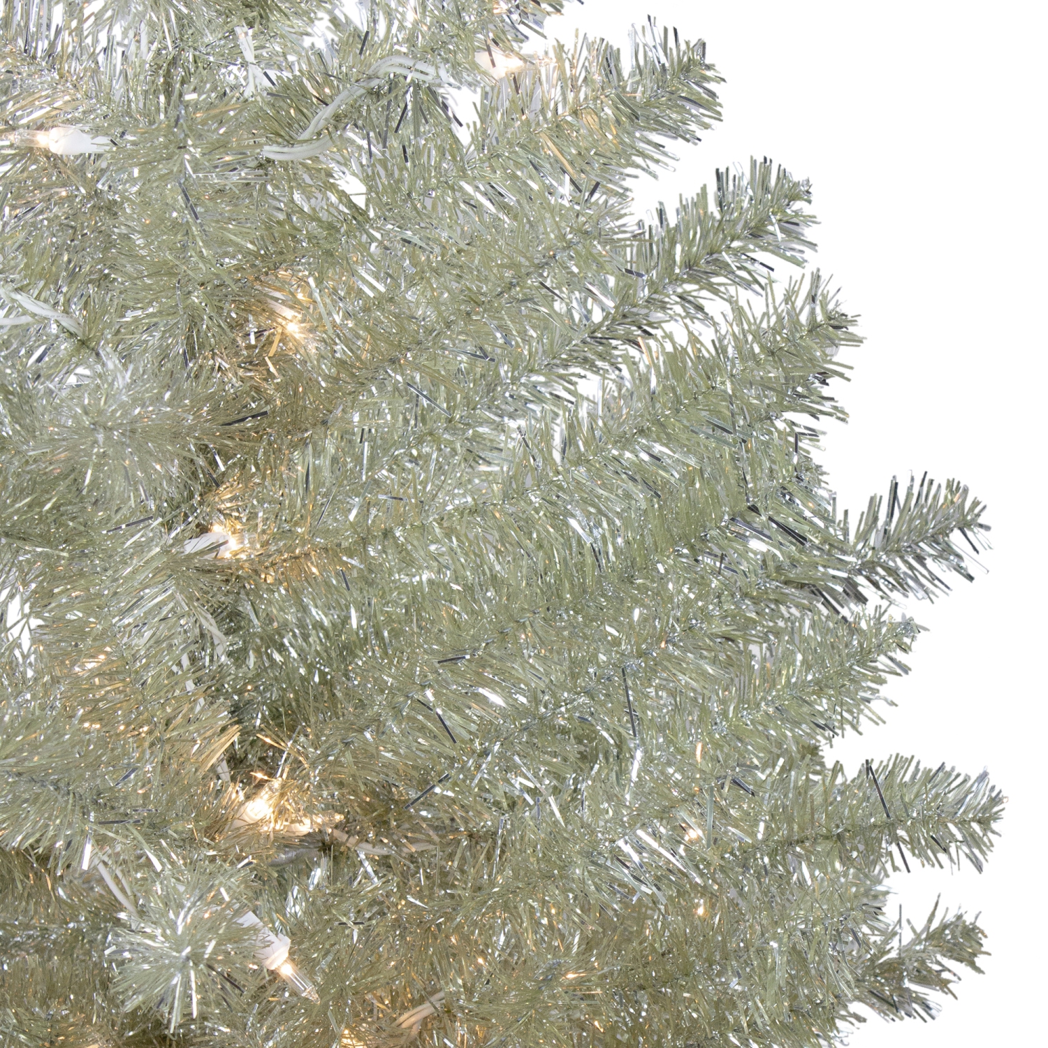 4.5' Soft Metallic Champagne Artificial Tinsel Christmas Tree - Clear Lights