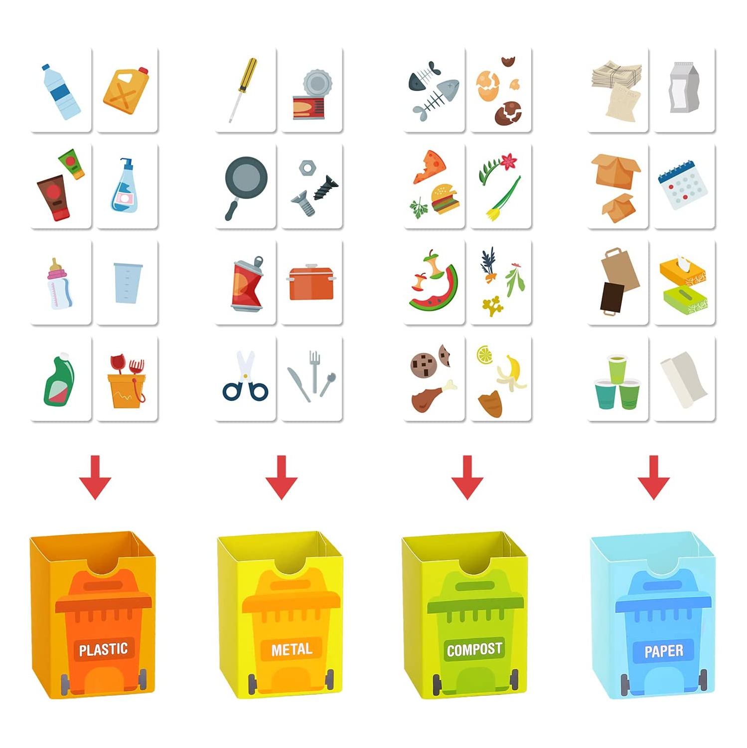 TOOKYLAND Wooden Recycling Center Playset - 39pcs - Truck, Sorting Bins and Accessories, Ages 3+